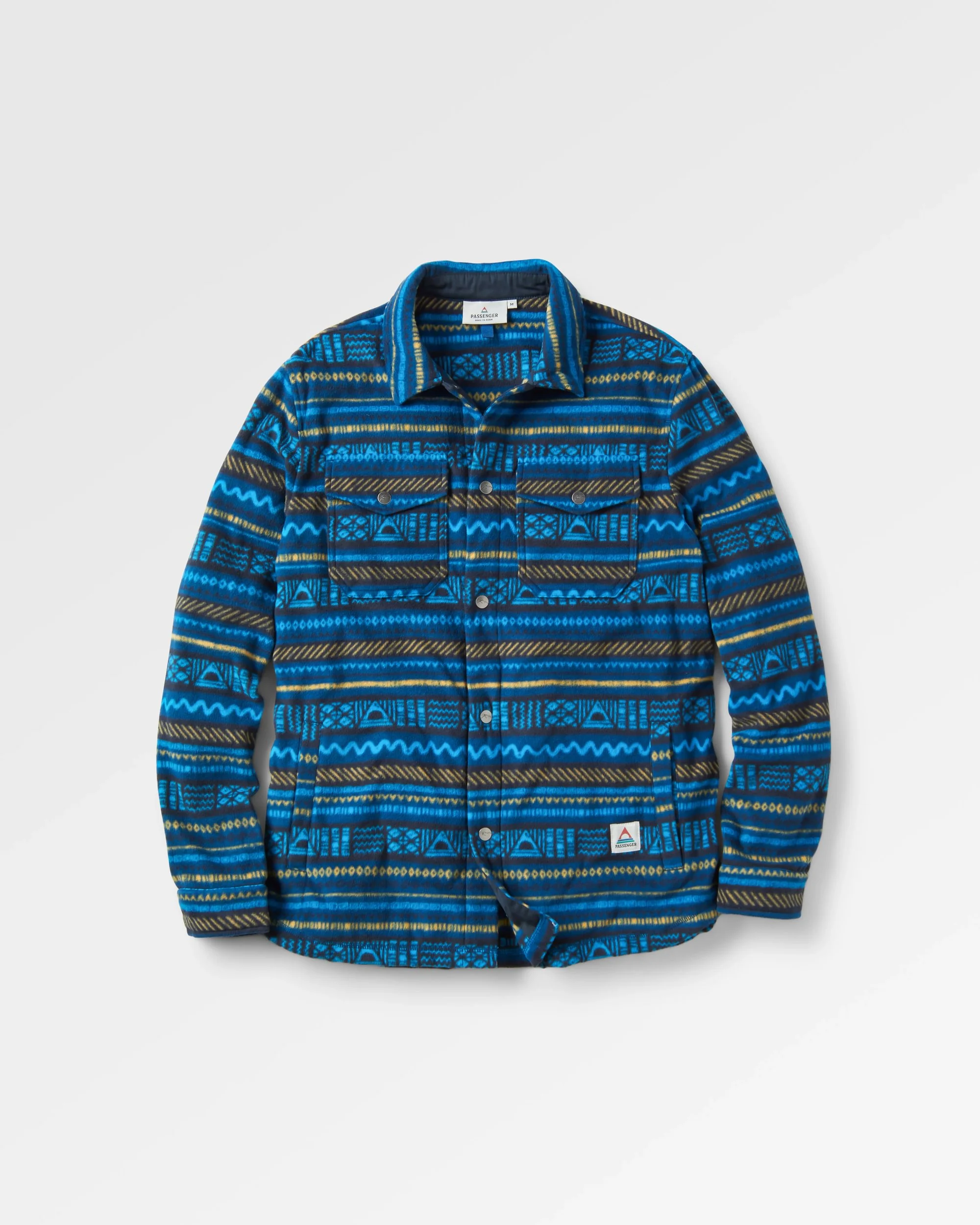 Maple Polar Fleece Shirt - Patchwork Stripe Tidal Blue - Image 2