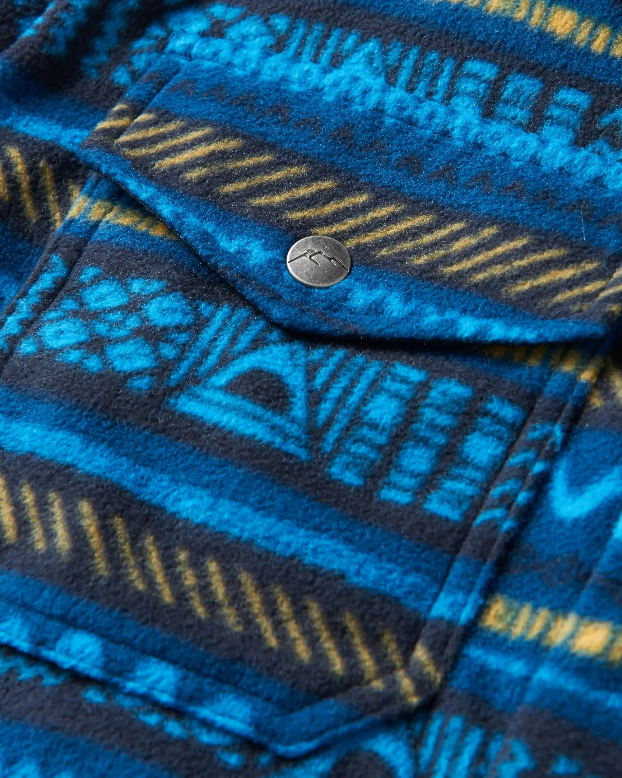 Maple Polar Fleece Shirt - Patchwork Stripe Tidal Blue - Image 7