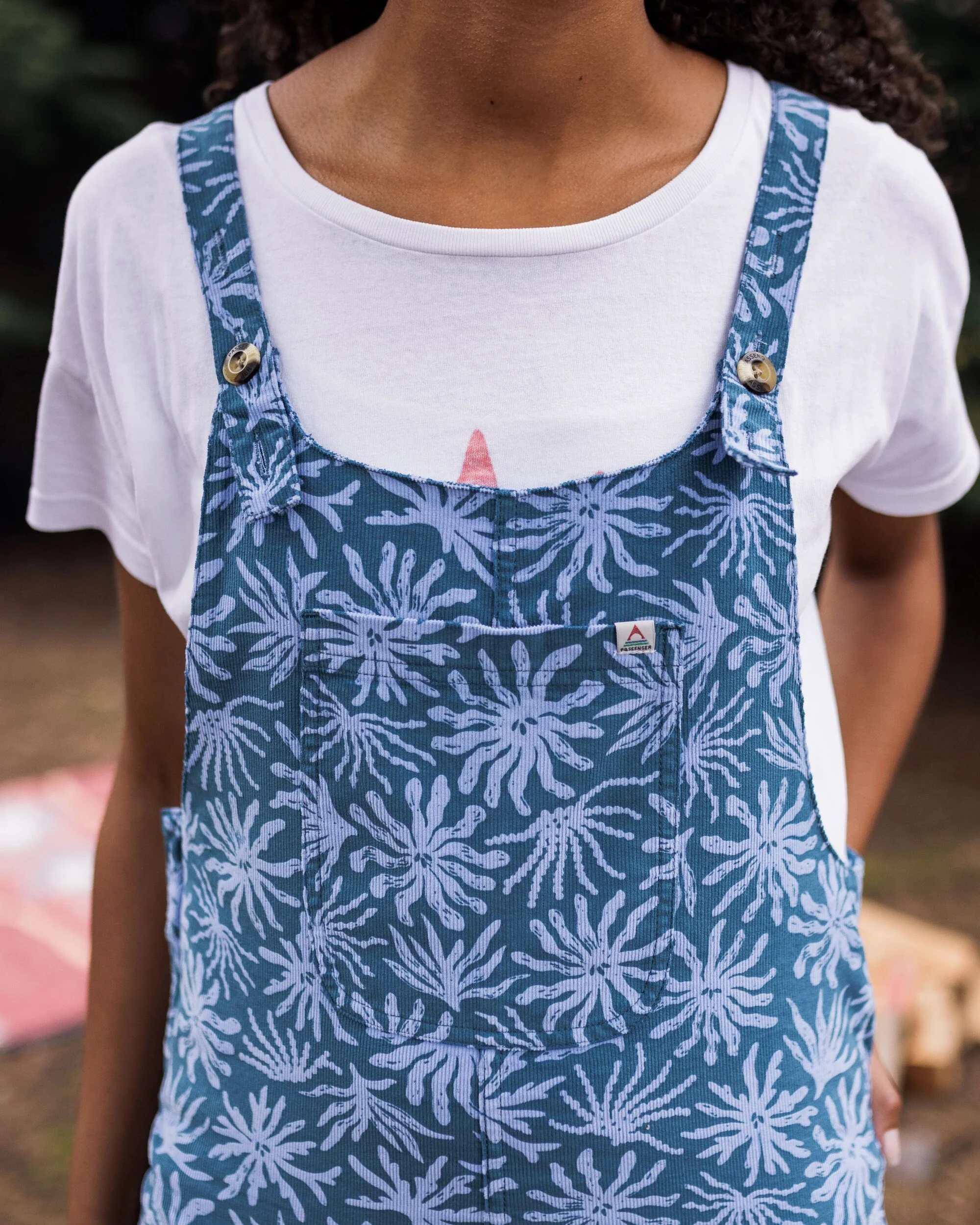Meadows Organic Cotton Cord Dungarees - Seaweed Blue Steel - Image 3