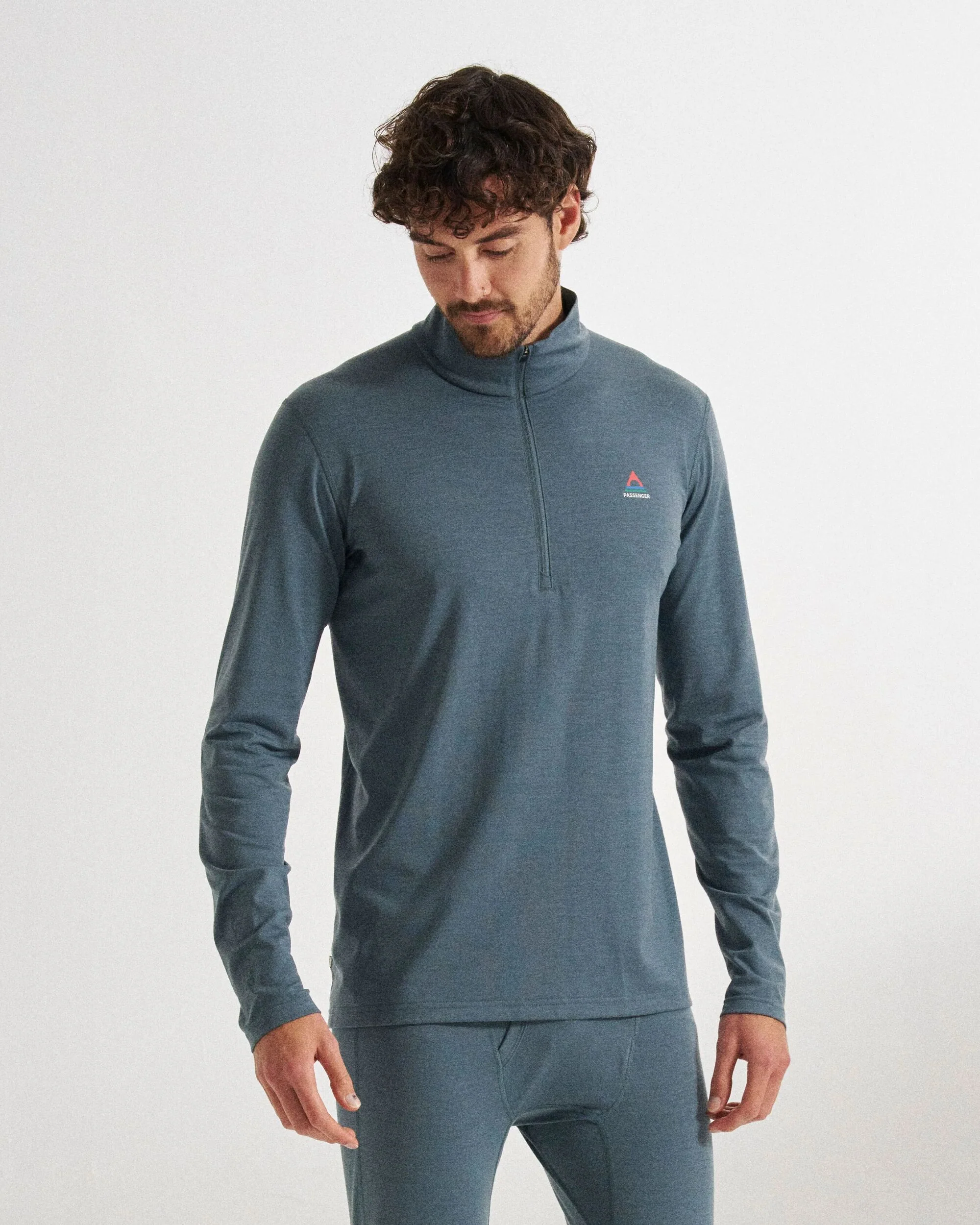Men's Merino Blend Base Layer Top - Storm Grey