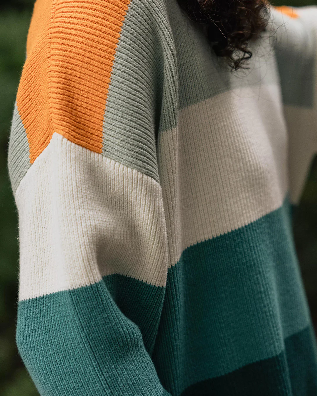 Moments Oversized Organic Knitted Jumper - Multi Stripe - Image 3