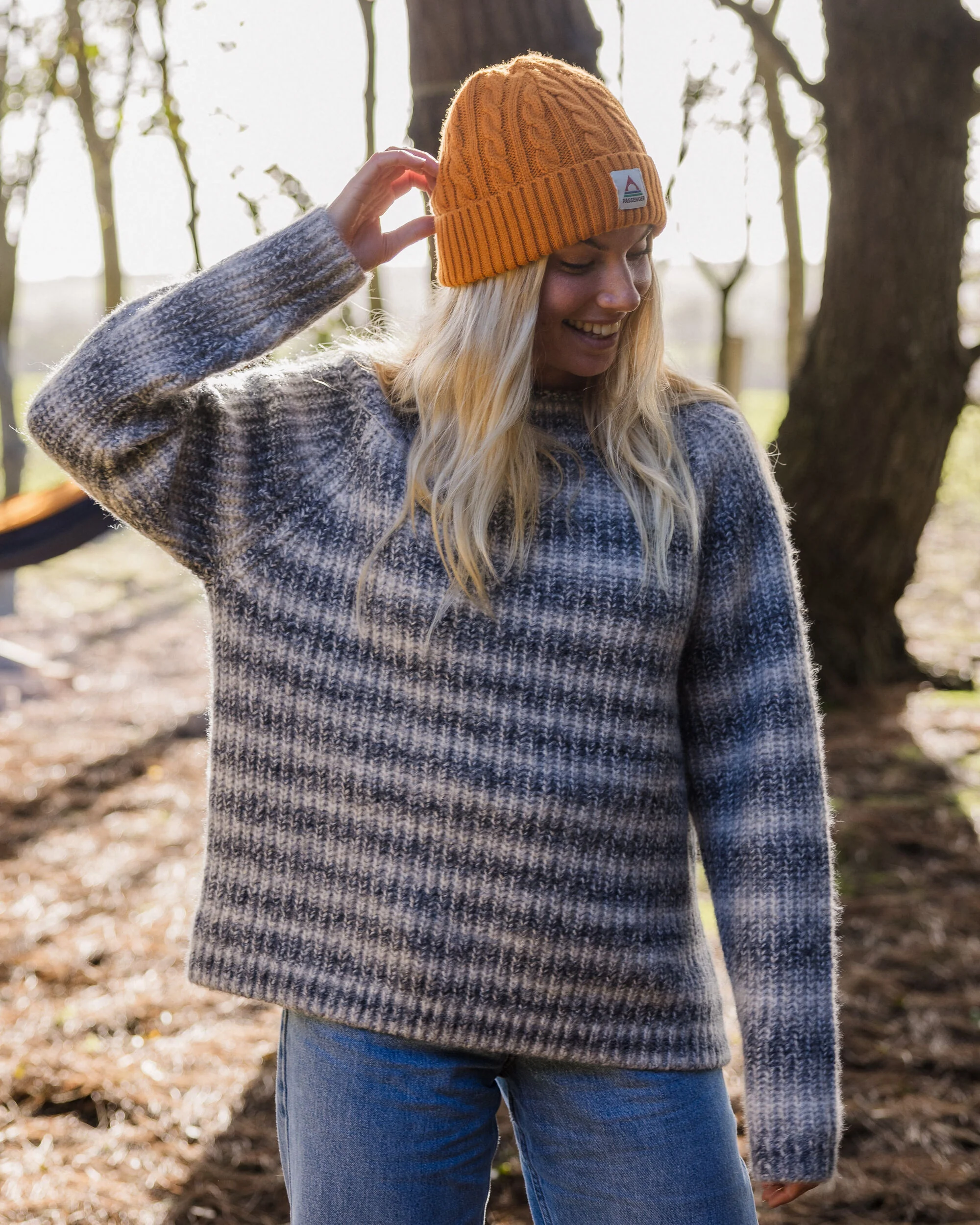 Mountainside Mock Neck Knitted Jumper - Multi Grey - Image 2