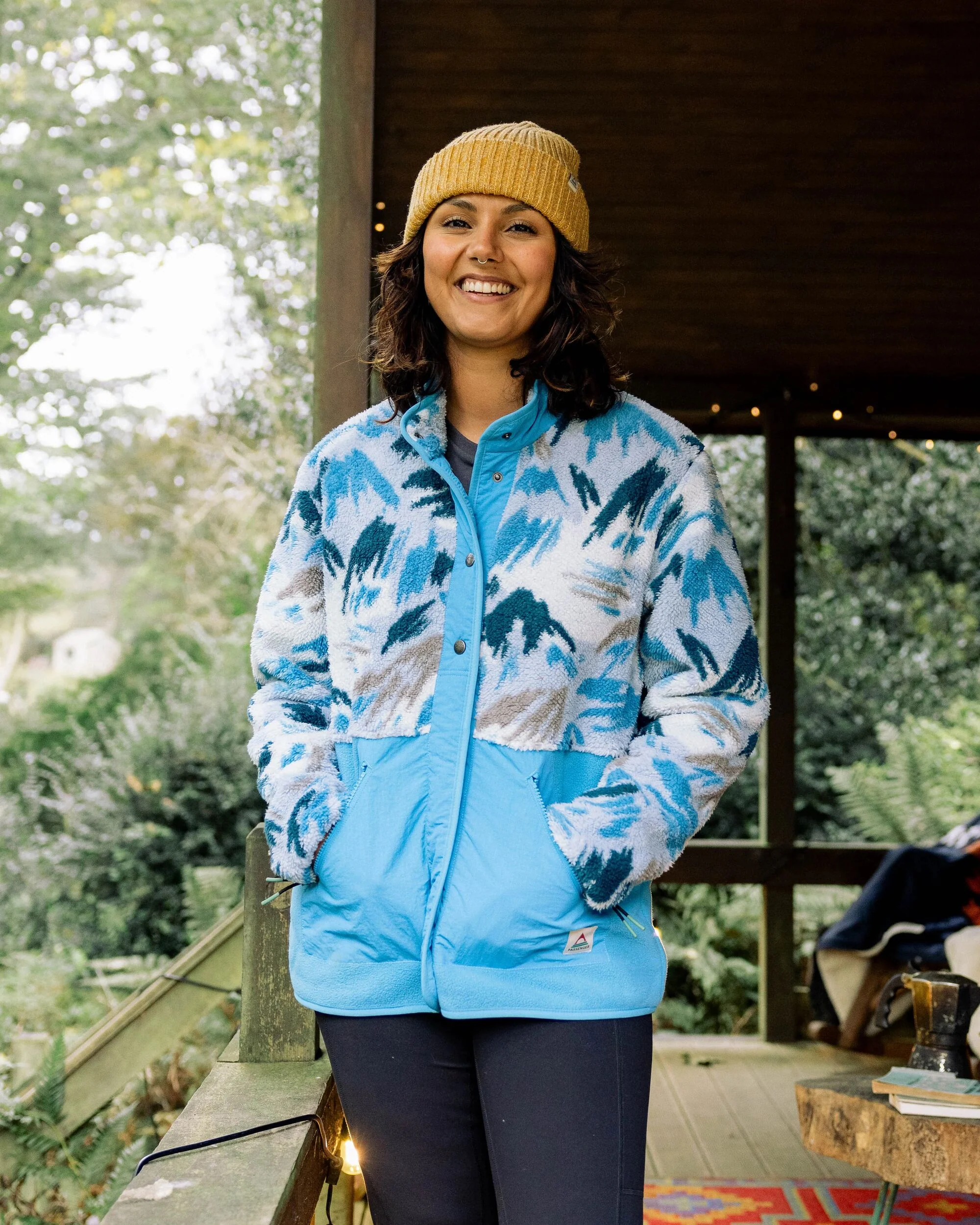 Navegado Soft-Touch Sherpa Fleece - Abstract Mountain Blue Fog - Image 5
