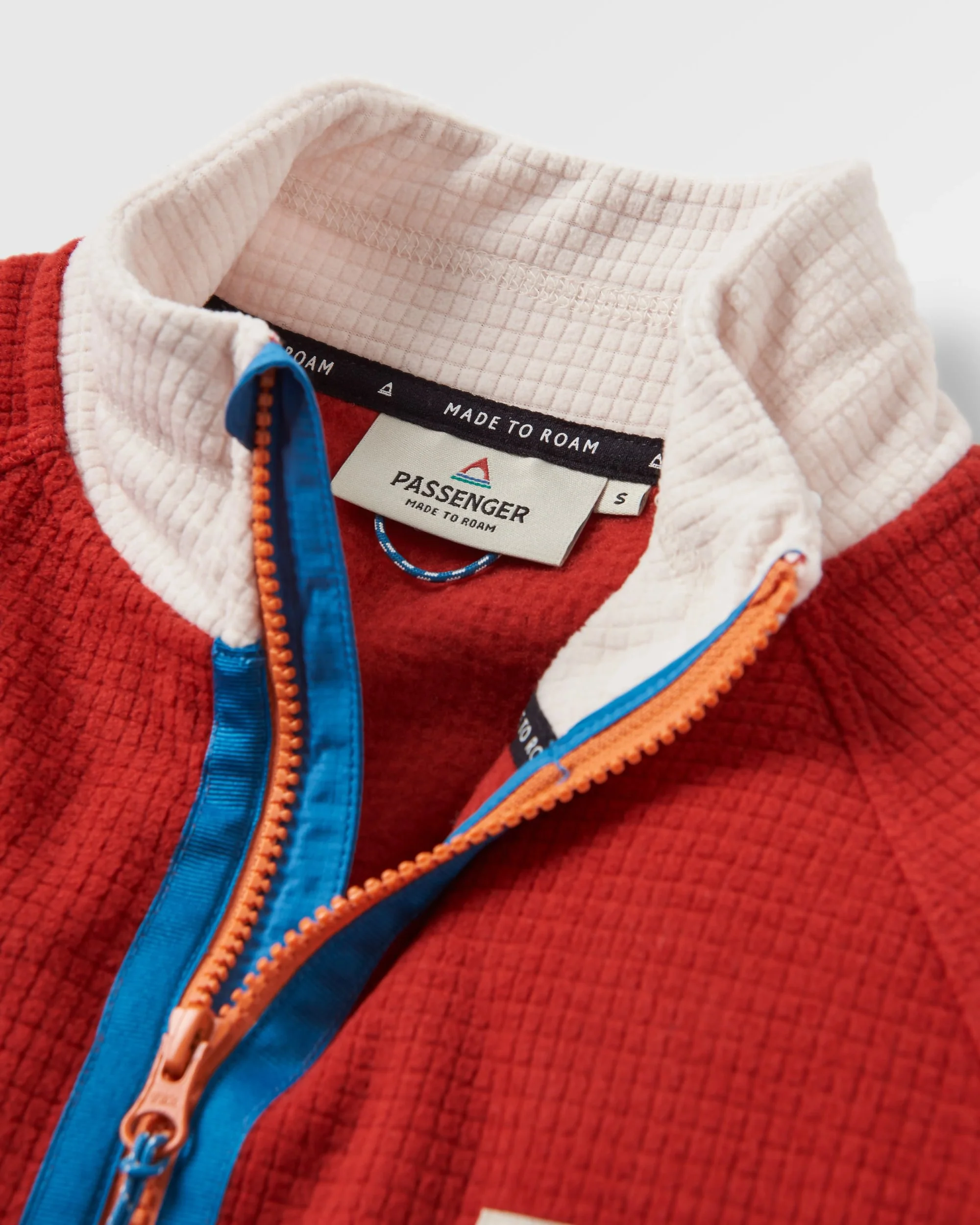 Off Trail Grid Polar Fleece - Red Ochre/Birch - Image 4