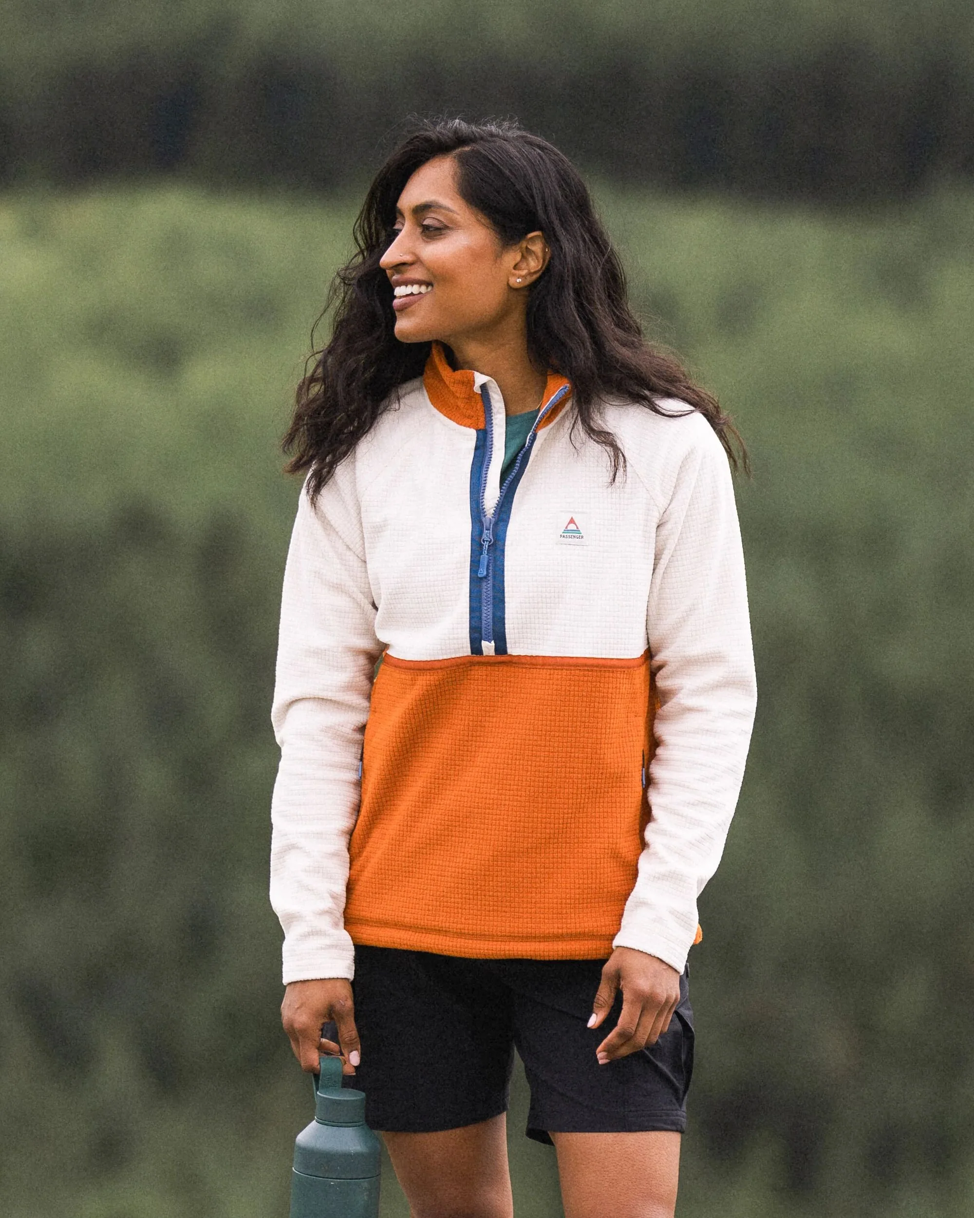 Off Trail Grid Polar Fleece - Birch/Sunset Orange