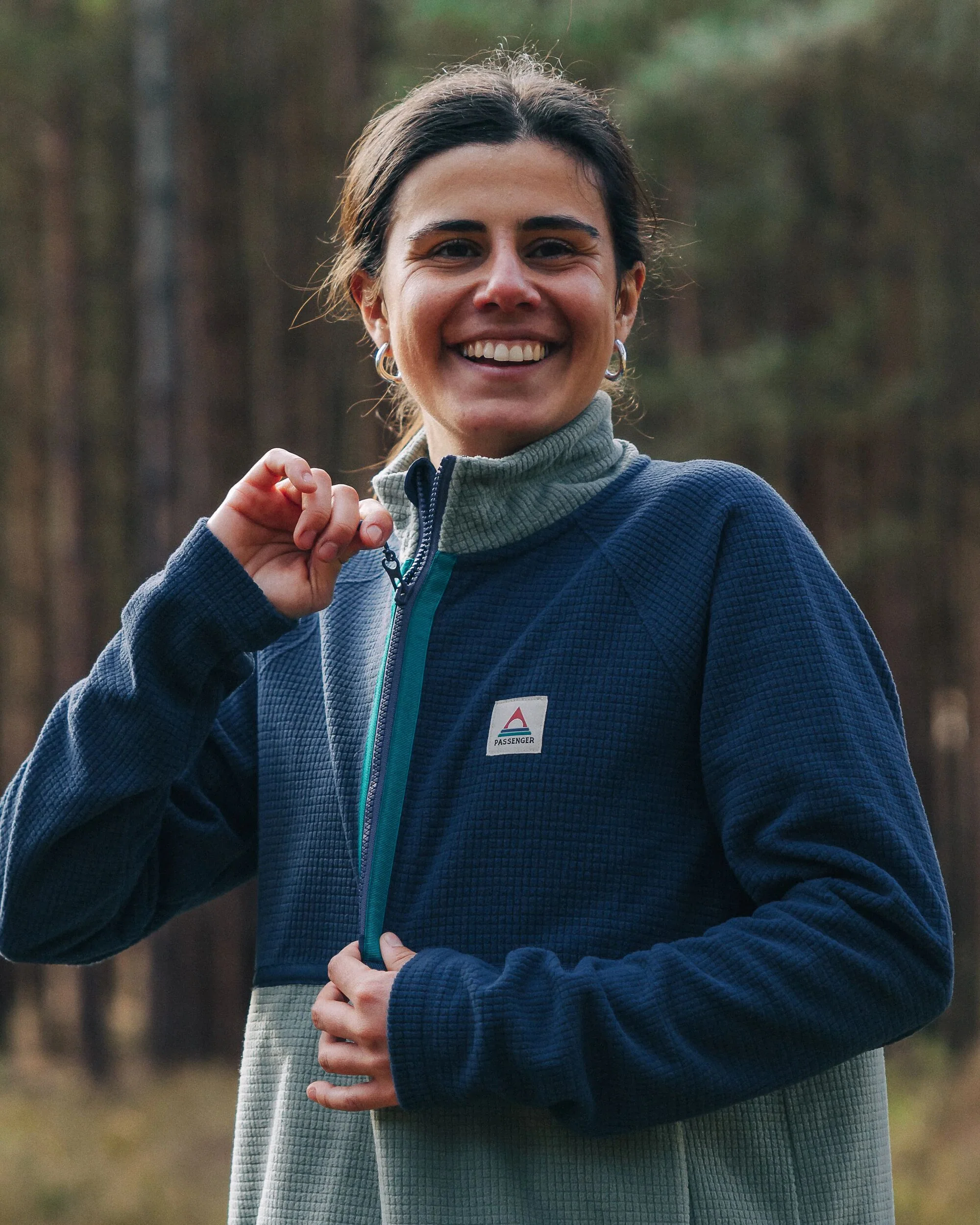 Off Trail Grid Polar Fleece - Pistachio/Dark Denim - Image 3