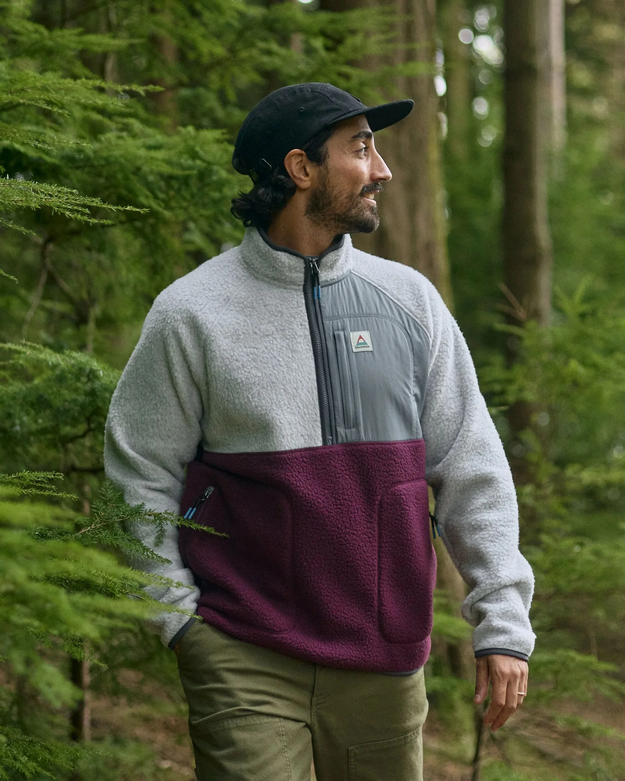 Offgrid 1/2 Zip Sherpa Fleece - Grey Marl/Fig