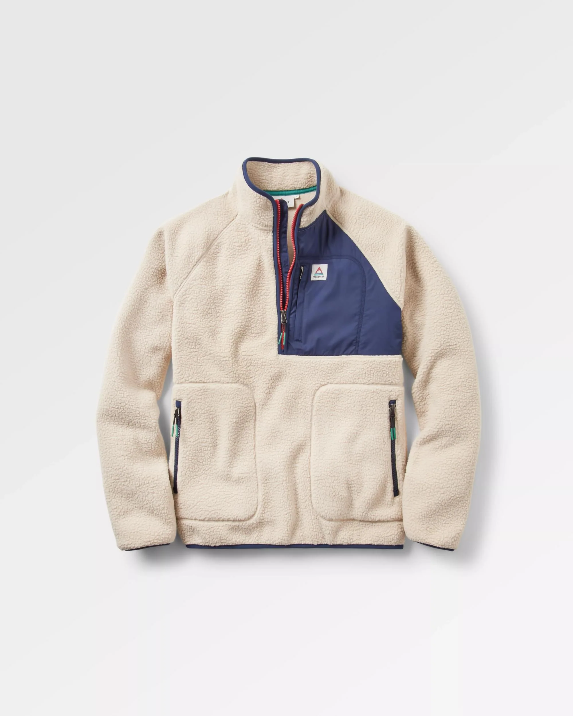 Offgrid 1/2 Zip Sherpa Fleece - Oatmeal/Navy - Image 2