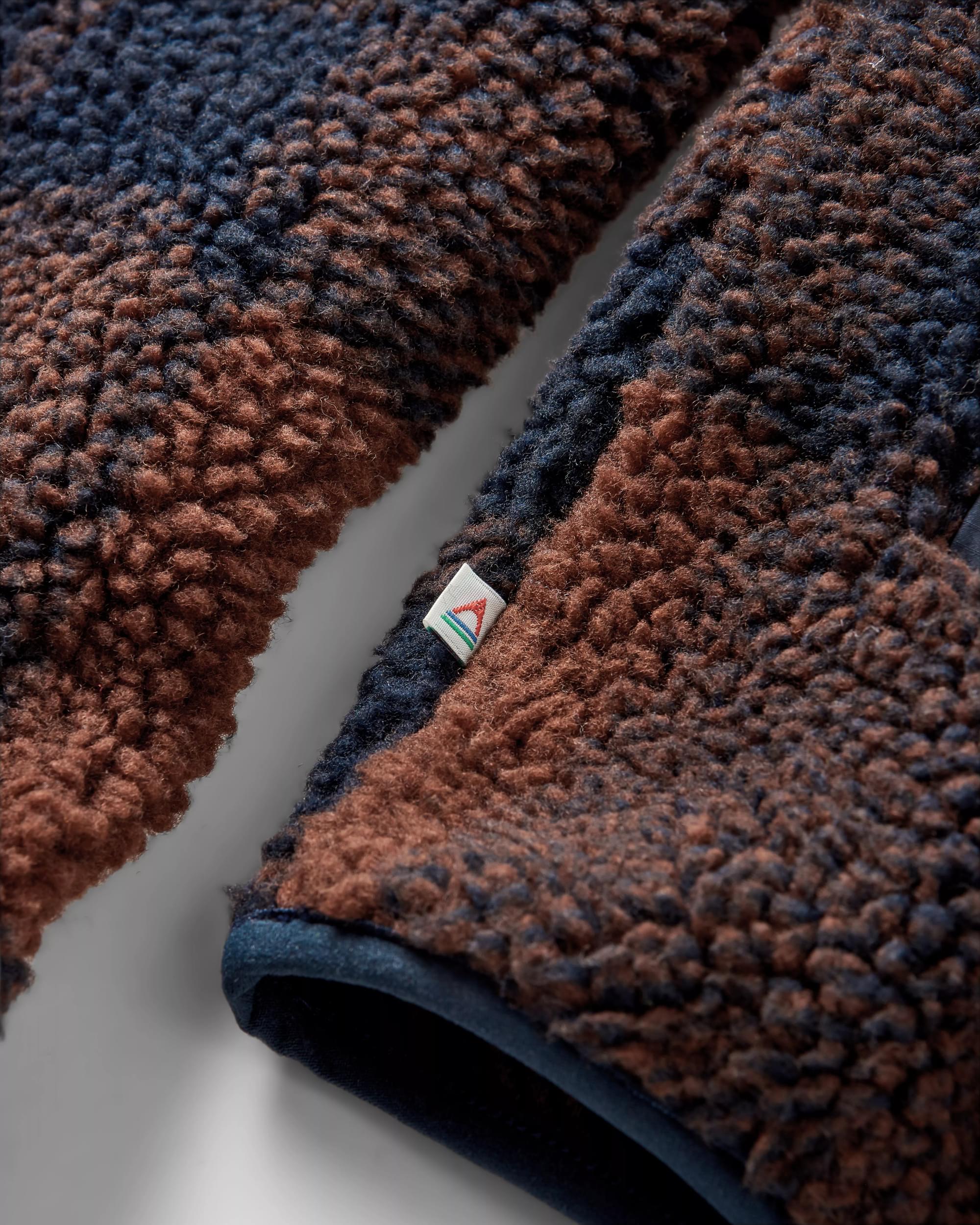 Offroad Sherpa 1/2 Zip Fleece - Chestnut/Deep Navy Check - Image 7