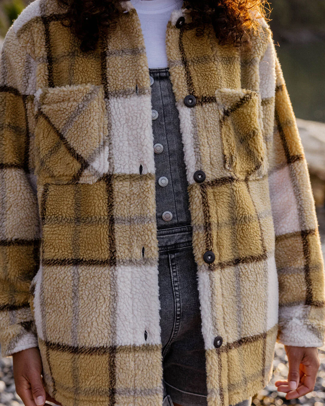 Olympus Yarn Dye Sherpa Fleece Shirt - Honey Check