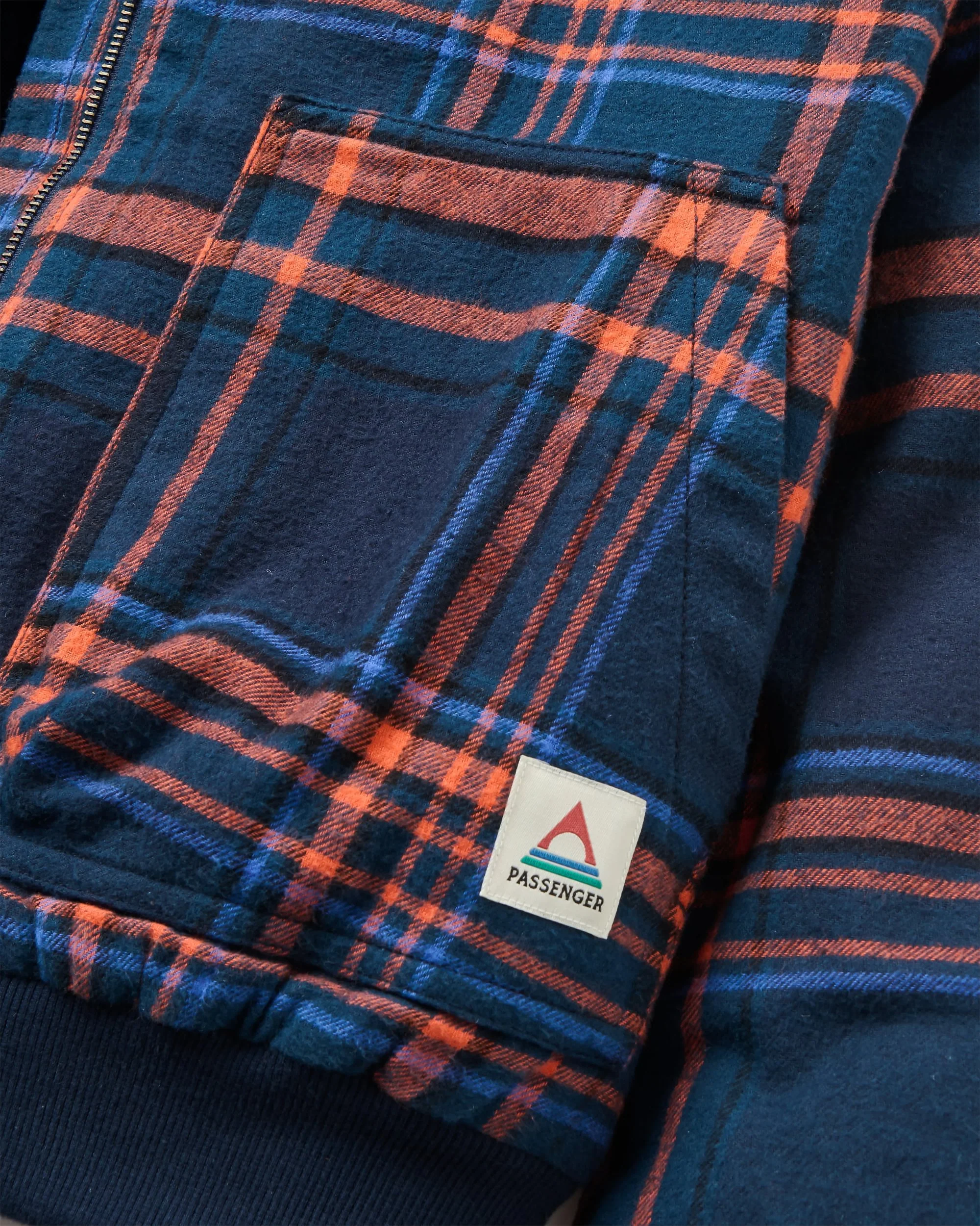 On The Go Insulated Bomber Jacket - Rich Navy/Ember Orange Check - Image 5