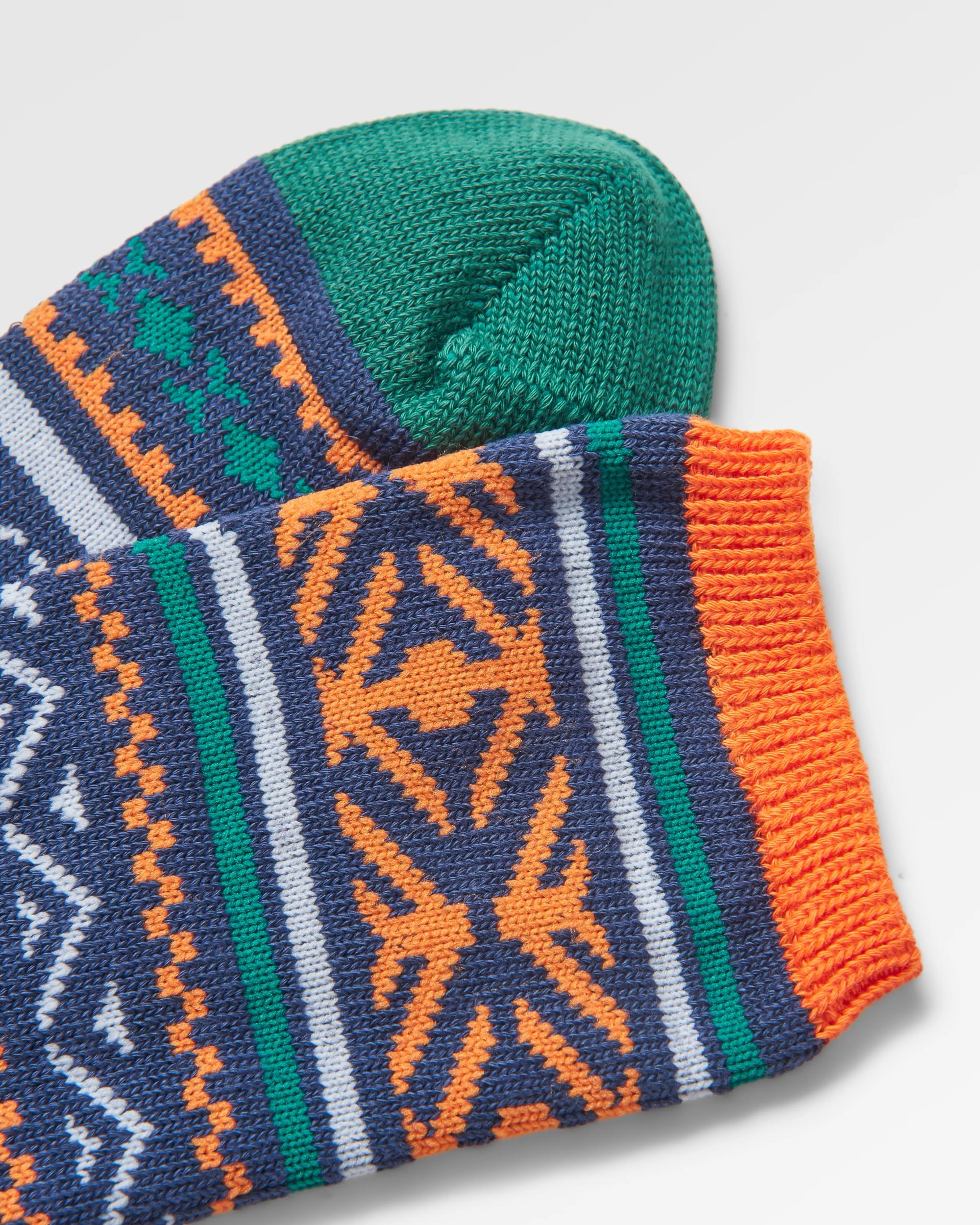 Organic Midweight Patterned Socks - Deep Navy - Image 3