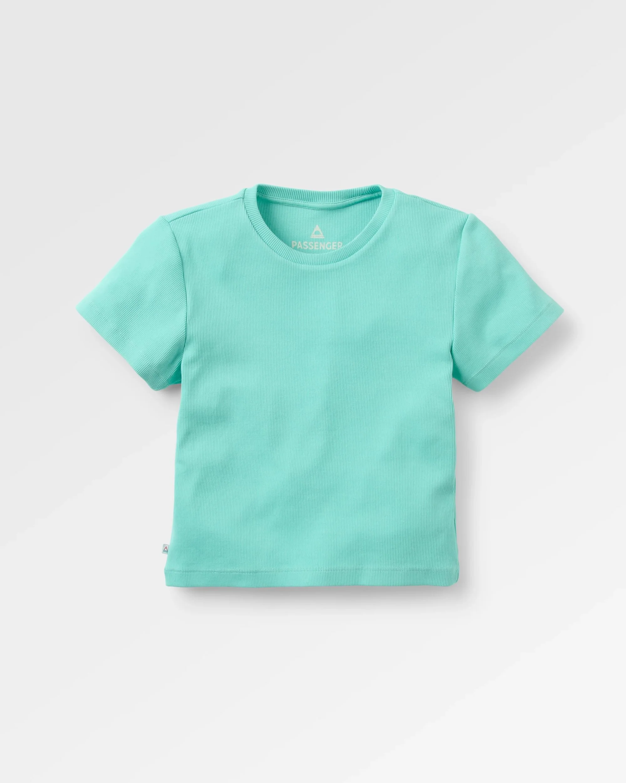 Out There Ribbed Cropped T-Shirt - Aqua