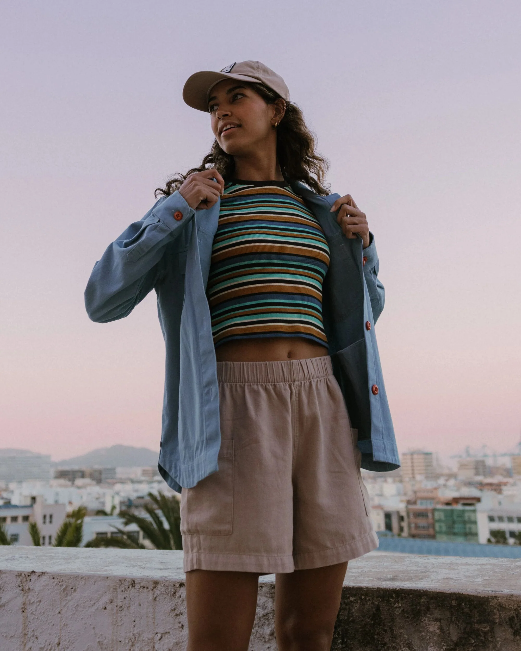 Out There Ribbed Cropped T-Shirt - Espresso Multi Stripe - Image 4