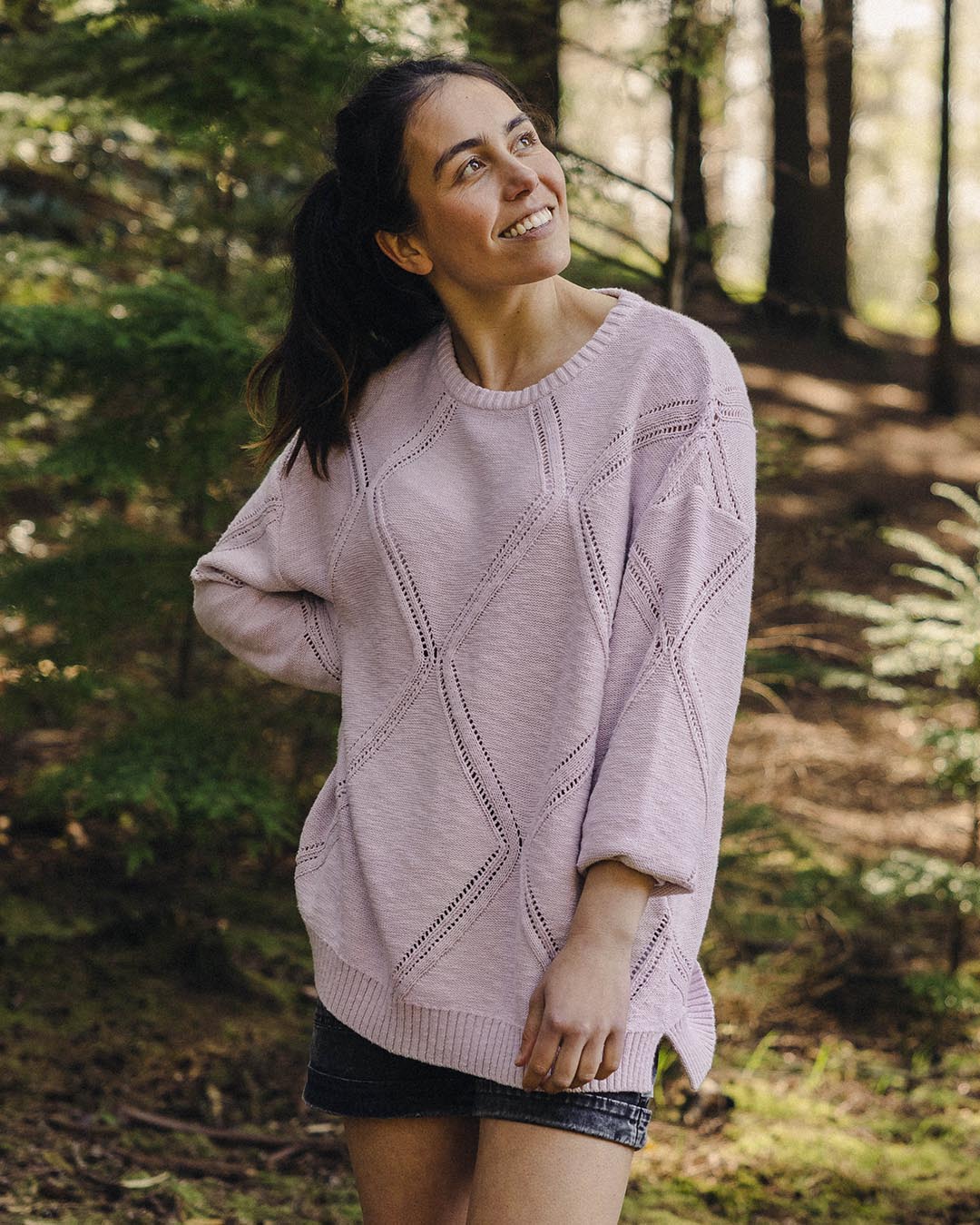 Palm Organic Oversized Knitted Jumper - Orchid Hush