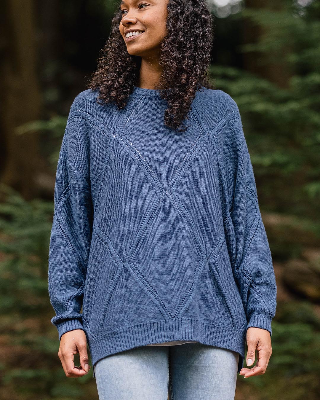 Palm Organic Oversized Knitted Jumper - Dark Denim - Image 5