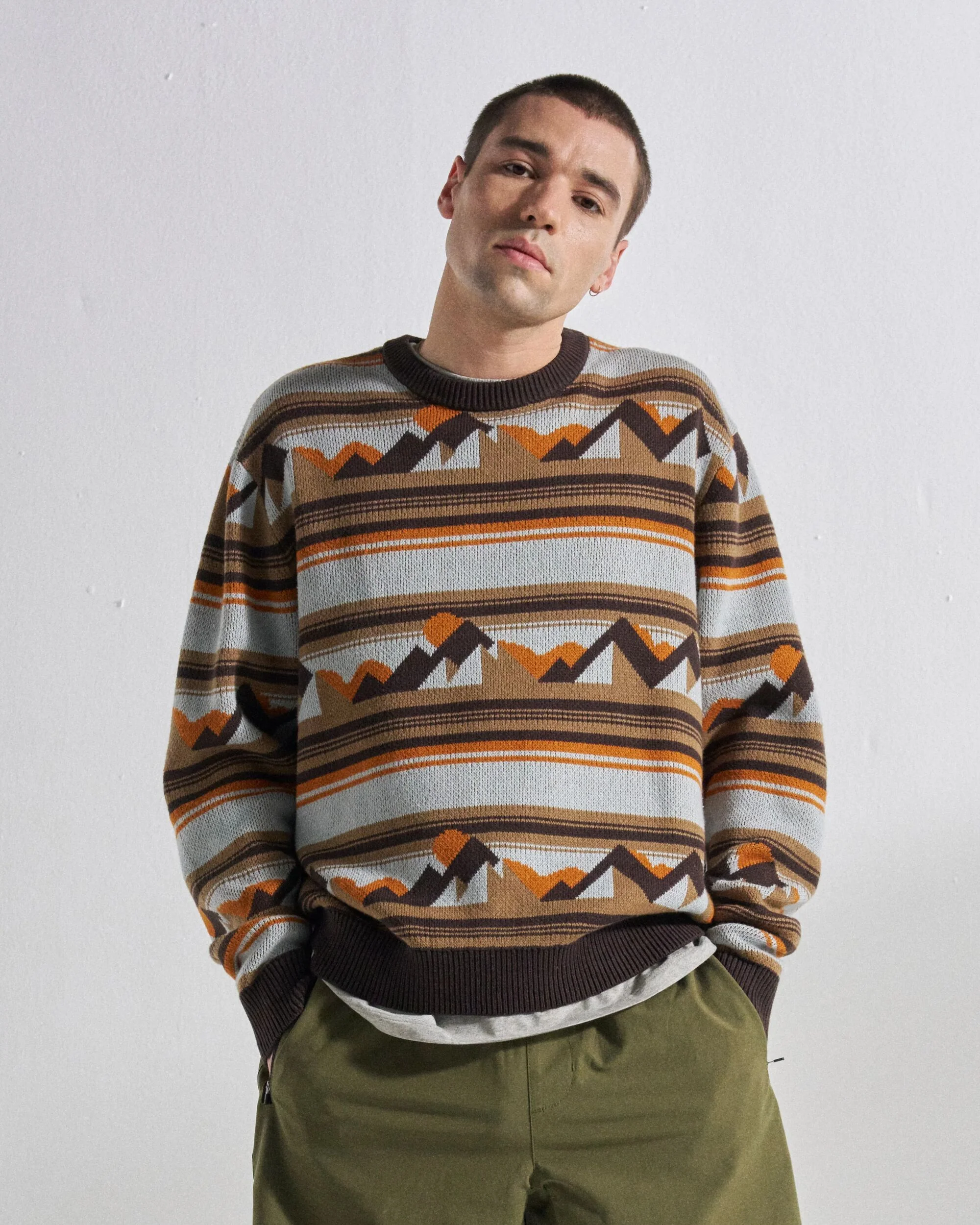 Panorama Lightweight Knitted Jumper - Views Caramel Stripe