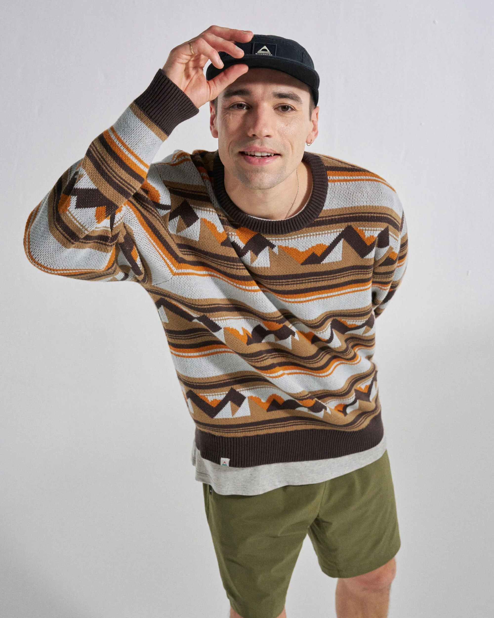 Panorama Lightweight Knitted Jumper - Views Caramel Stripe - Image 4