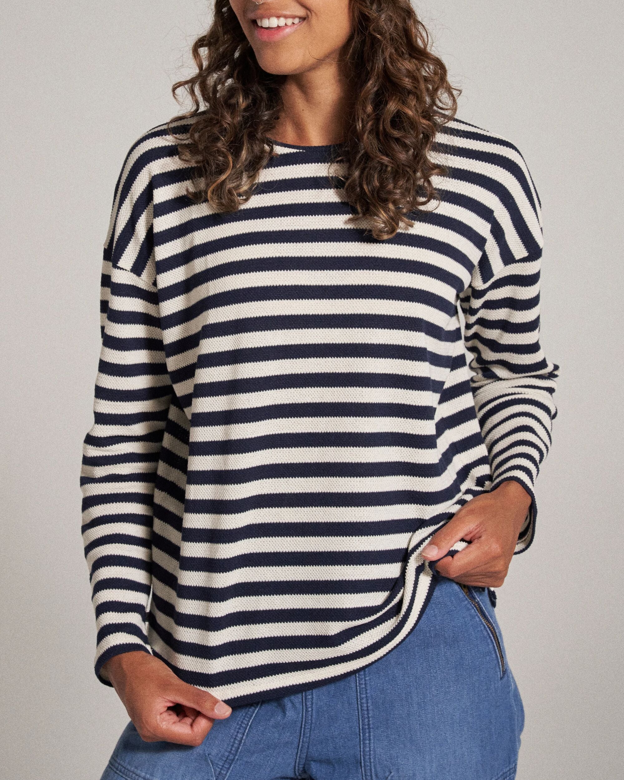 Panorama Striped LS T-Shirt - Deep Navy