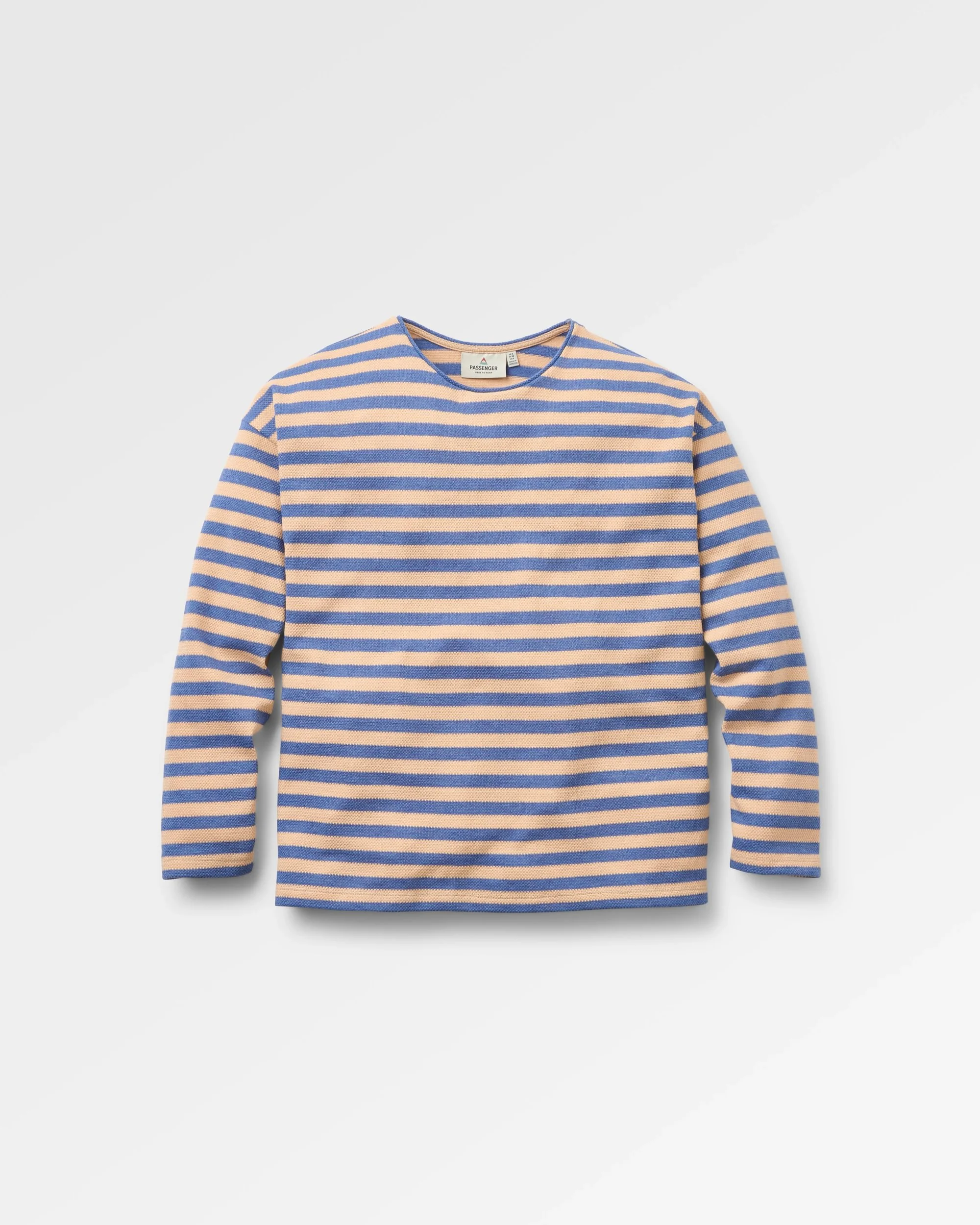 Panorama Striped LS T-Shirt - Faded Denim/Orange Peach Stripe - Image 2