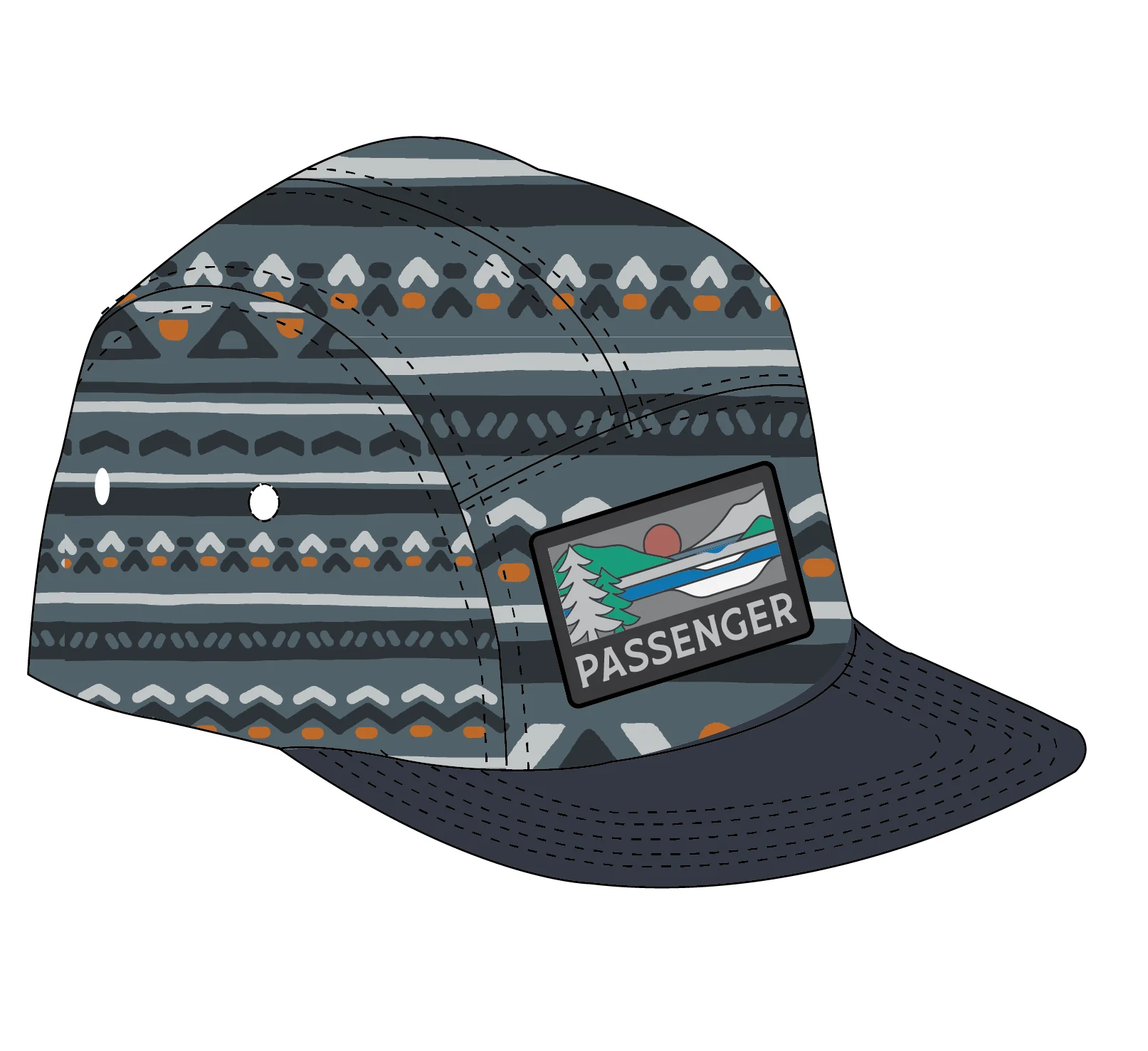 Pine Polar Fleece 5 Panel Cap - Geo Track Storm Grey - Image 5