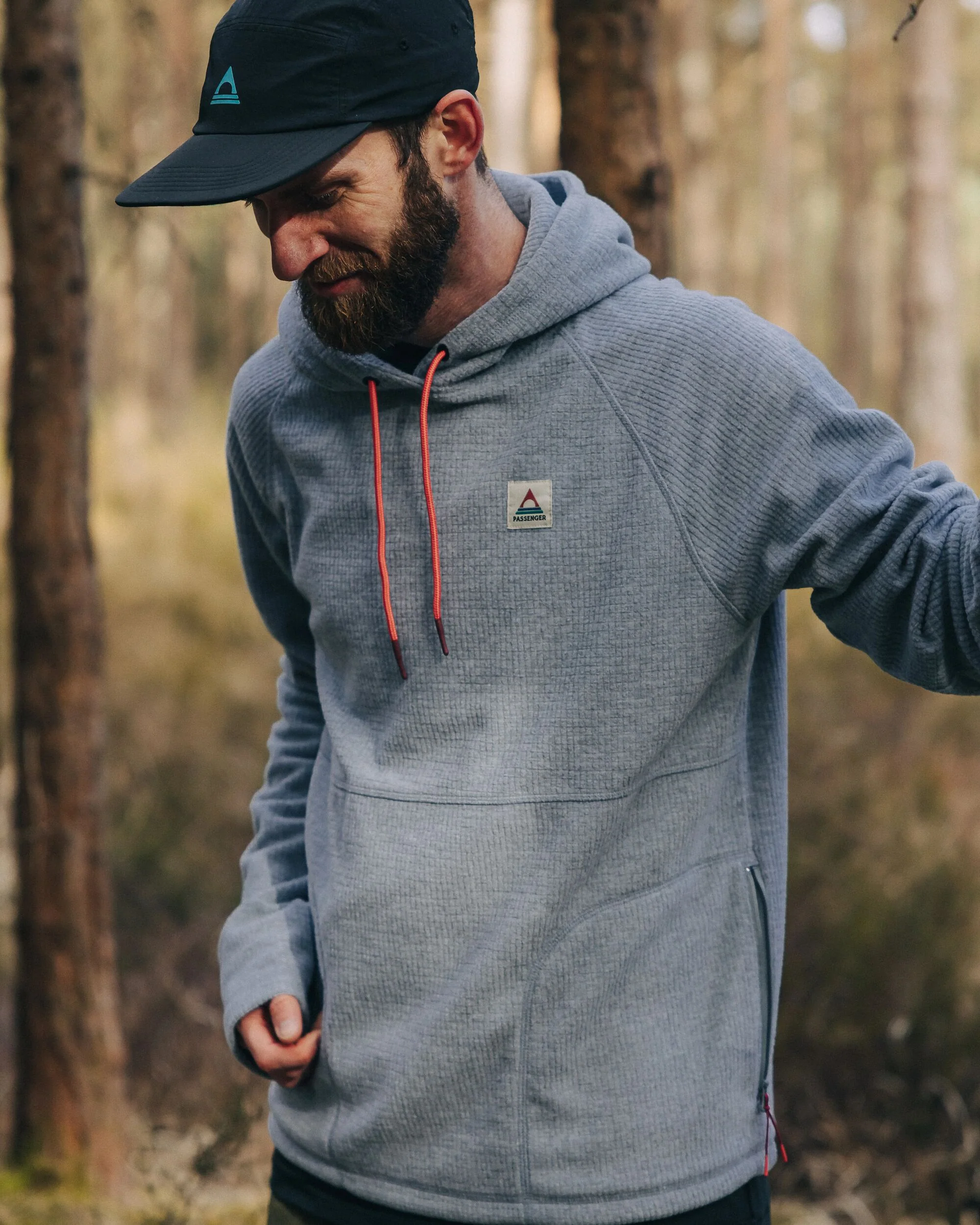 Point Grid Polar Fleece Hoodie - Grey Marl - Image 4