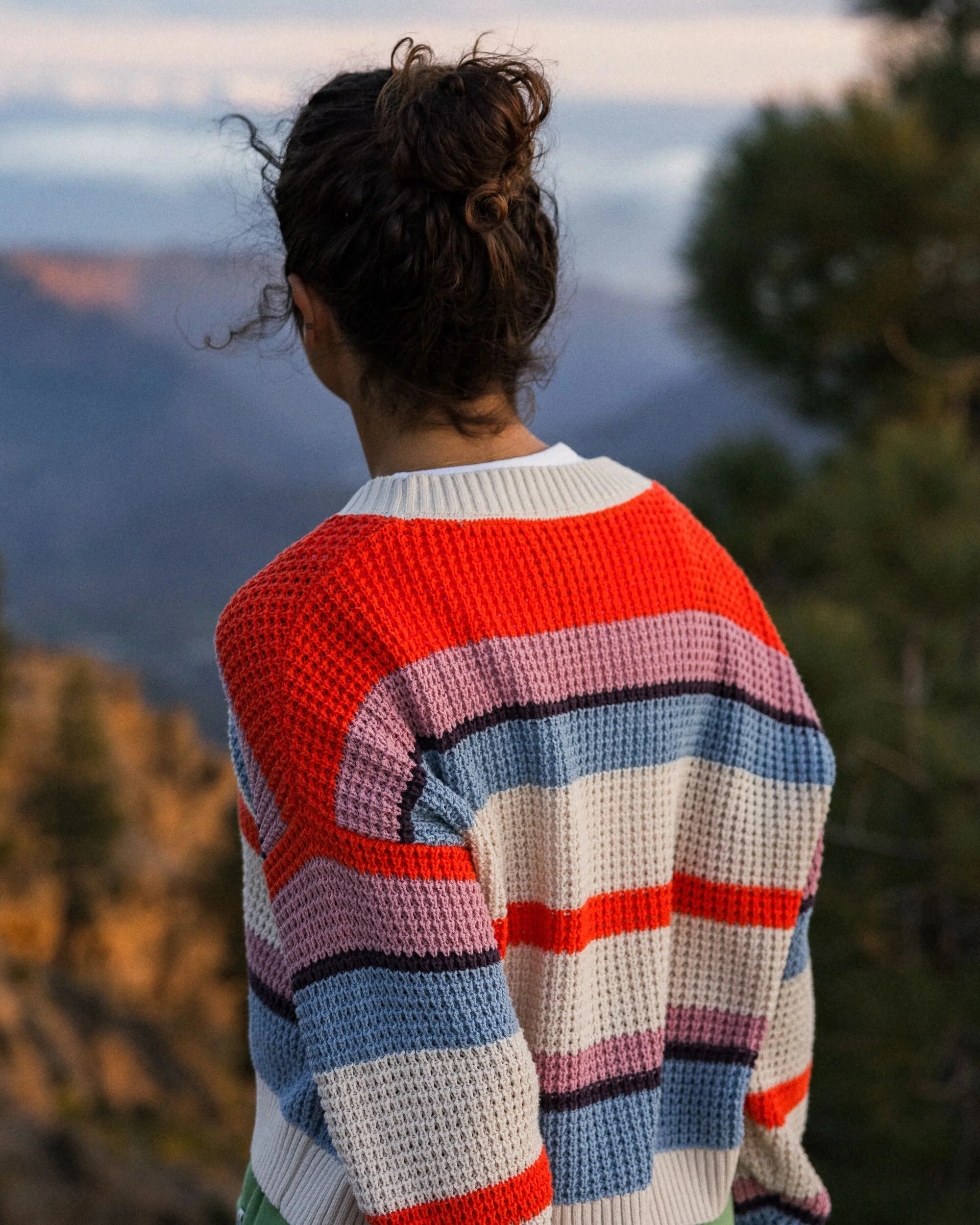 Reflection Open Knit Stripey Cardigan - Multi Vintage White Stripe - Image 5
