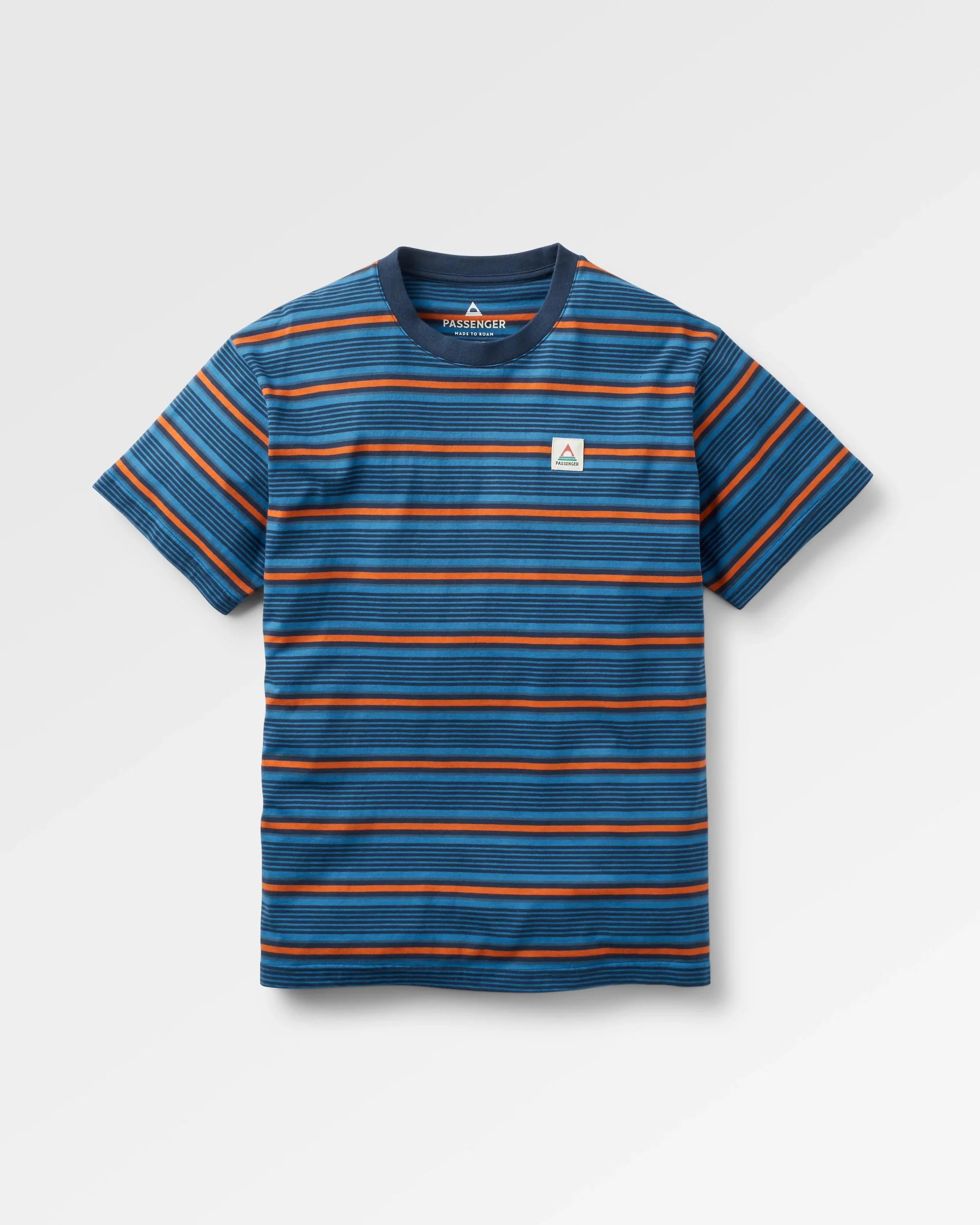 Retro Relaxed Fit T-Shirt - Azure Blue Multi Stripe