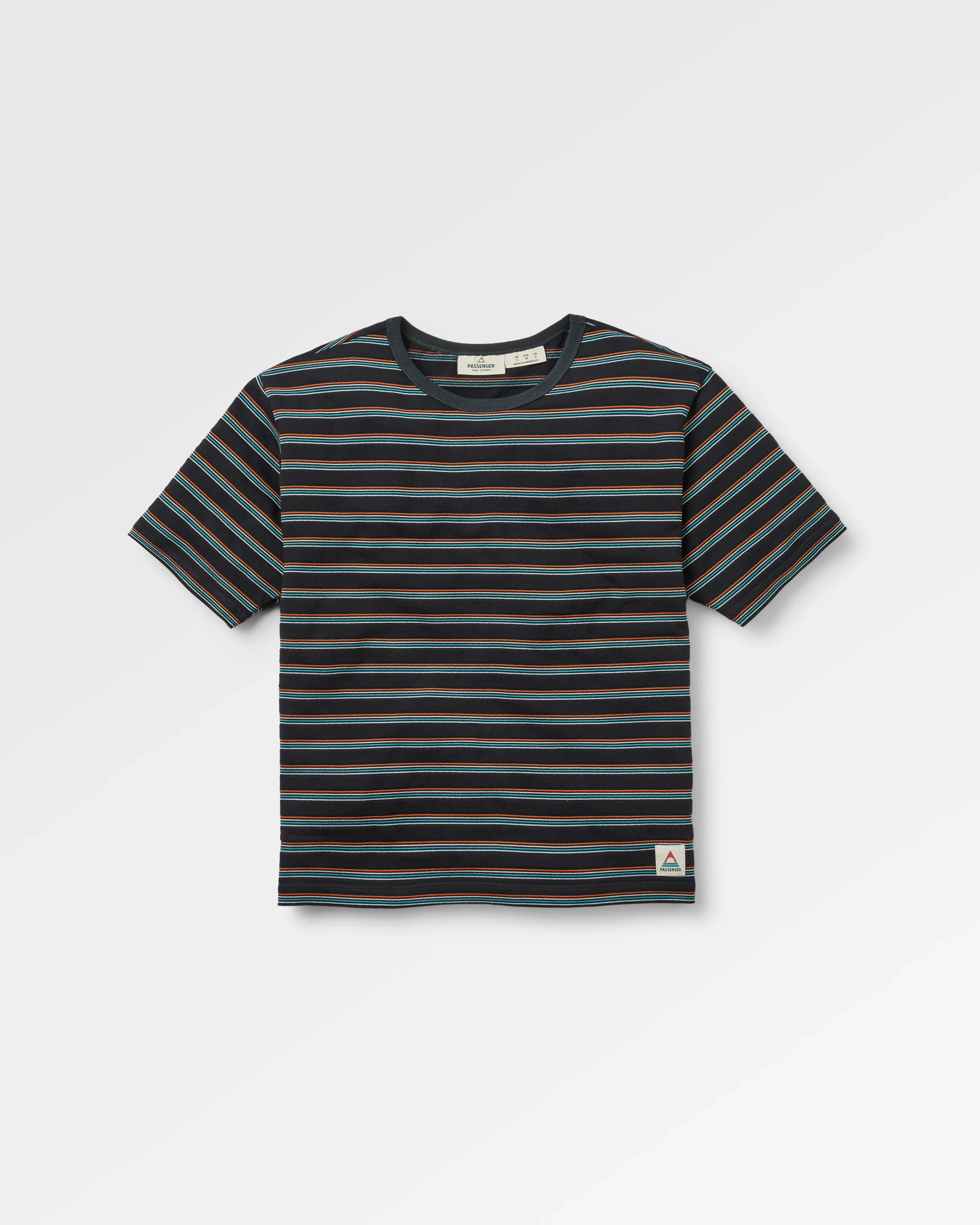 Retro Vibes Organic Cotton T-Shirt - Black Multi Stripe