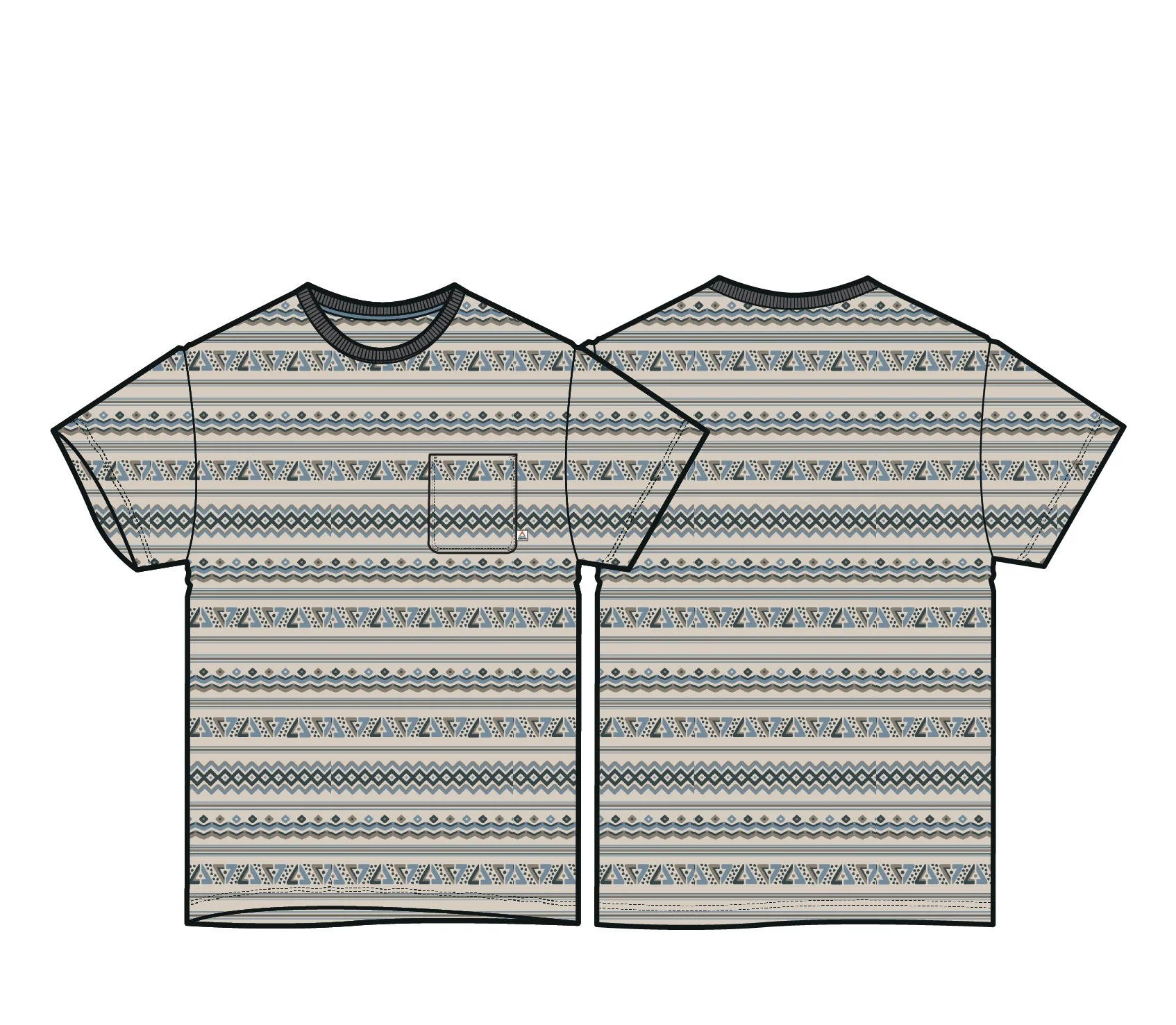 Rising Towelling T-Shirt - Geo Stripe Birch - Image 6