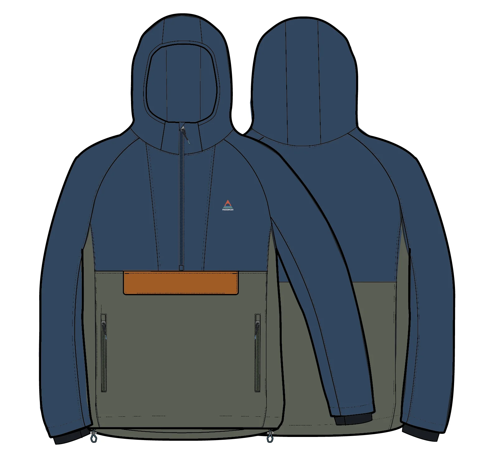 Roamer Softshell Anorak - Dark Denim/ Dusty Olive - Image 7
