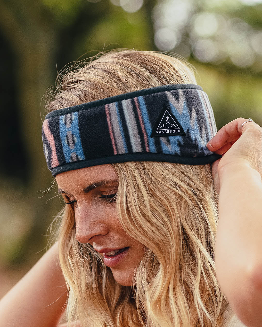 Roamer Polar Fleece Headband - Deep Navy Vintage Geo