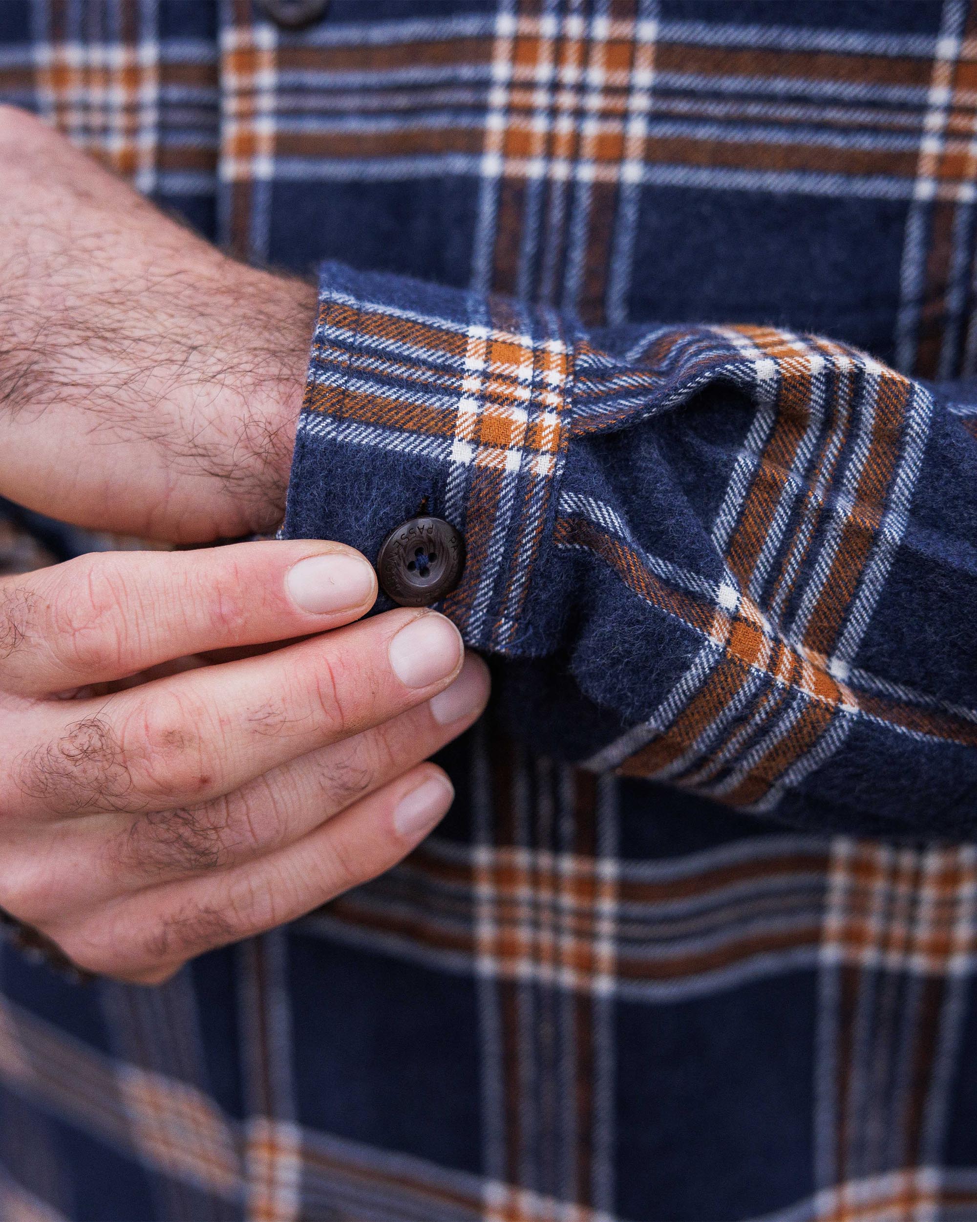 Rustic Organic Cotton Heavyweight Overshirt - Rich Navy Check - Image 4