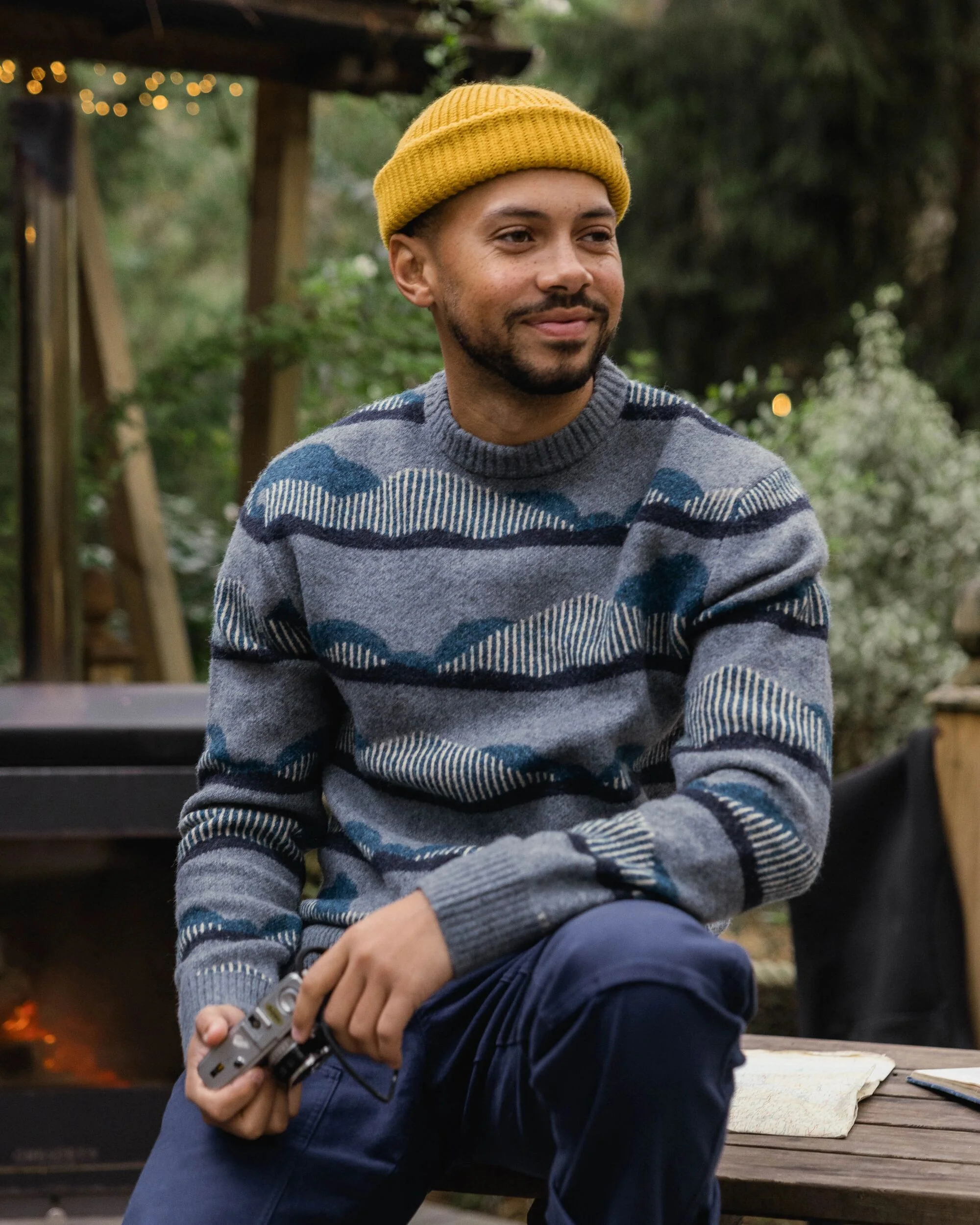 Seafoam Patterned Knitted Jumper - Scenic Stripe Blue - Image 3