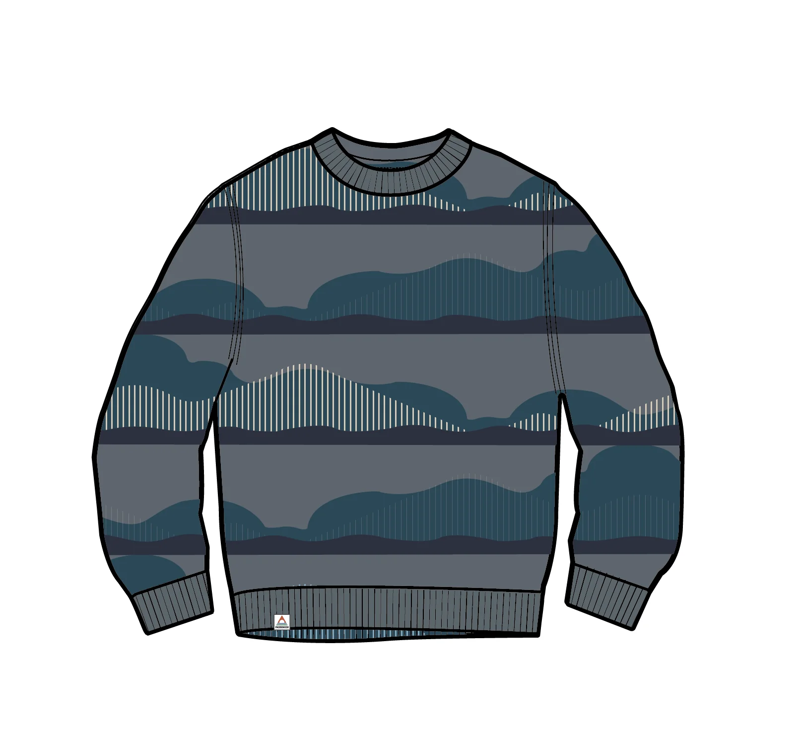 Seafoam Patterned Knitted Jumper - Scenic Stripe Blue - Image 7