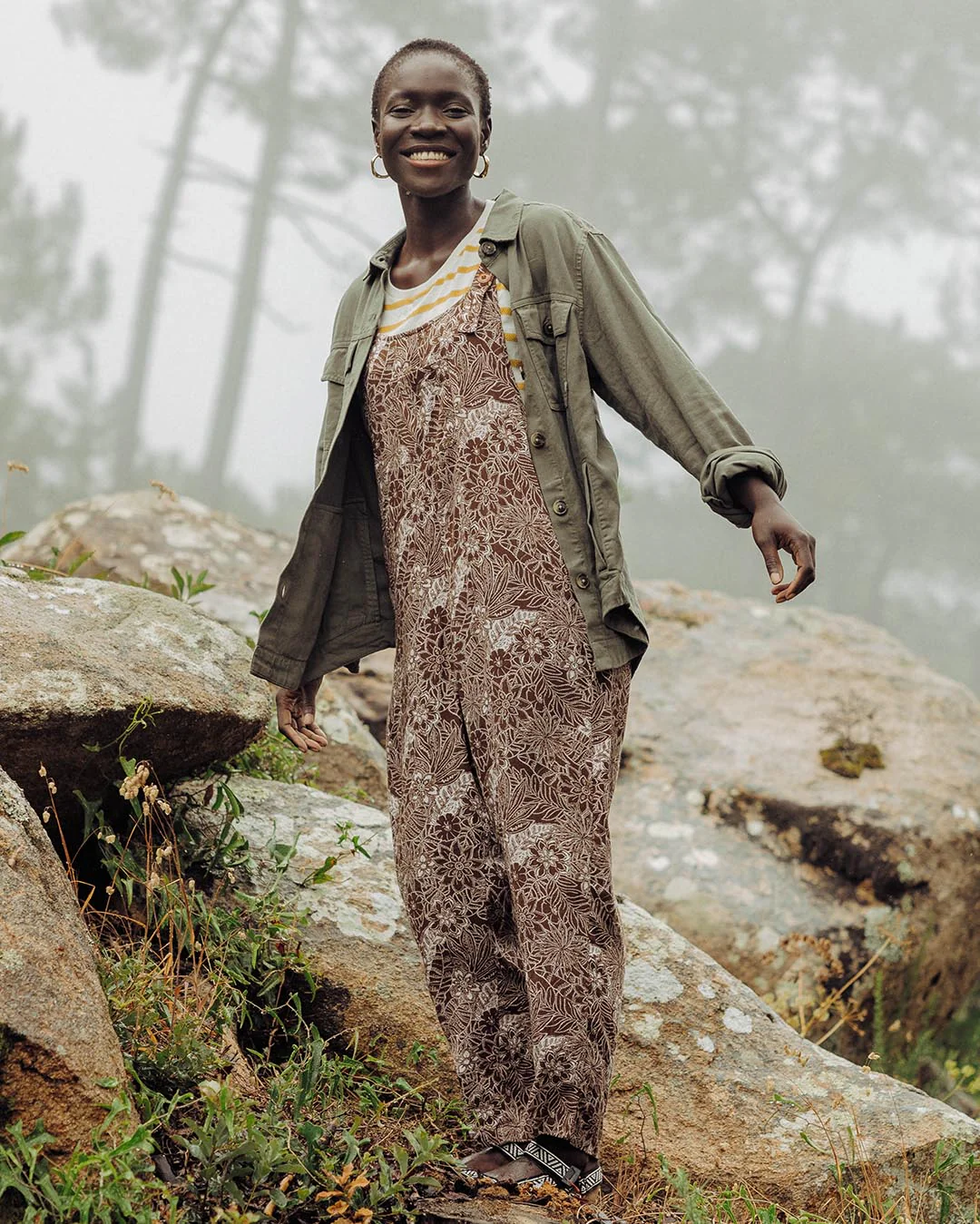 Serenity Dungarees - Chestnut Floral Pattern - Image 7