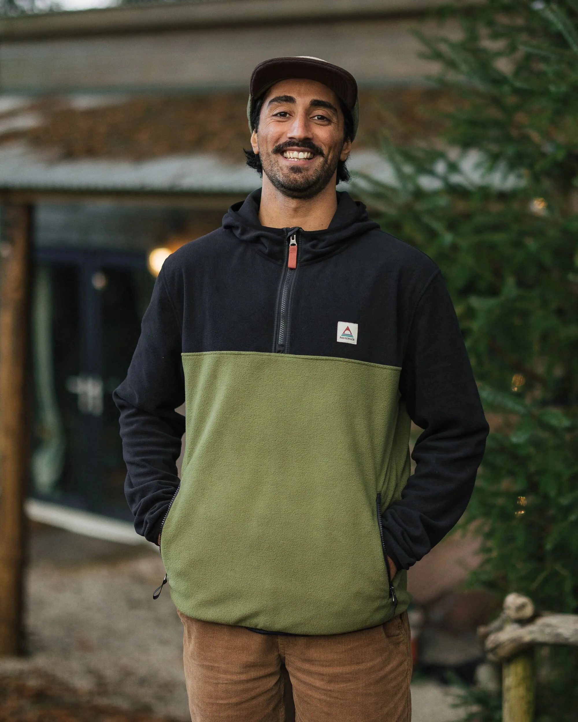 Set Off Polar Hooded Fleece - Black/Khaki
