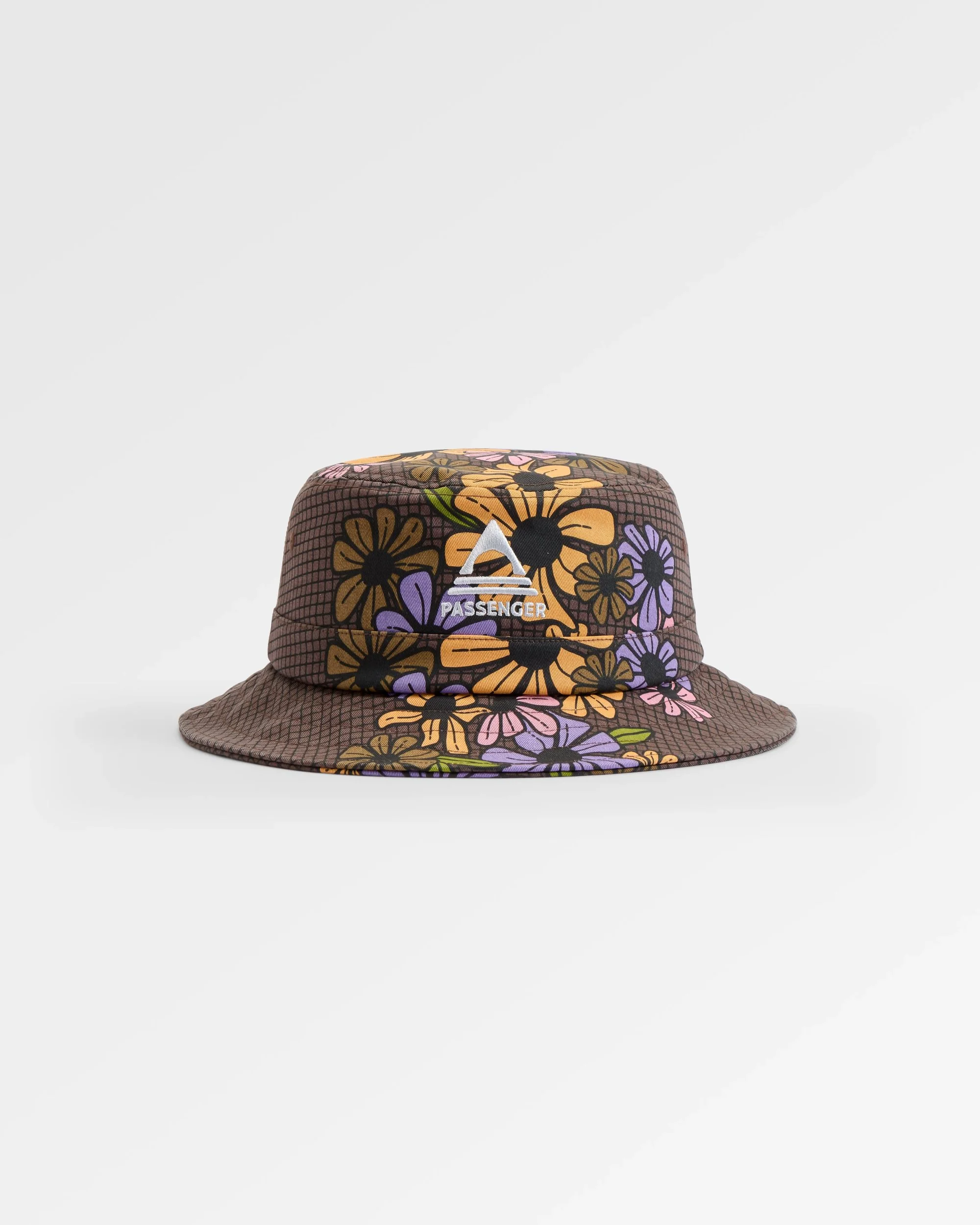 Shaded Bucket Hat - Floral Grid Espresso