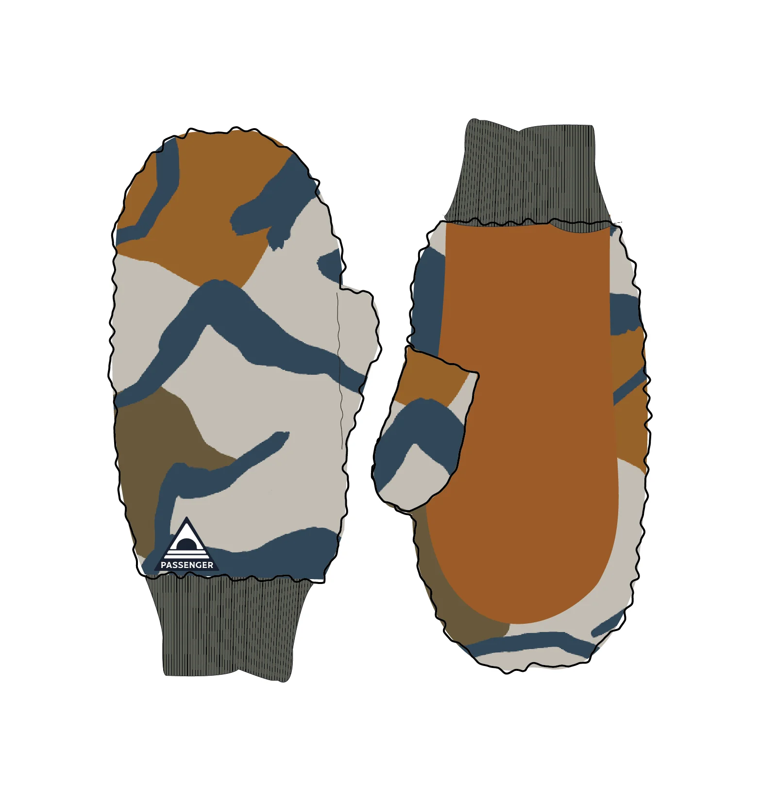 Avalanche Sherpa Mittens - Abstract Trails Pebble Grey - Image 5