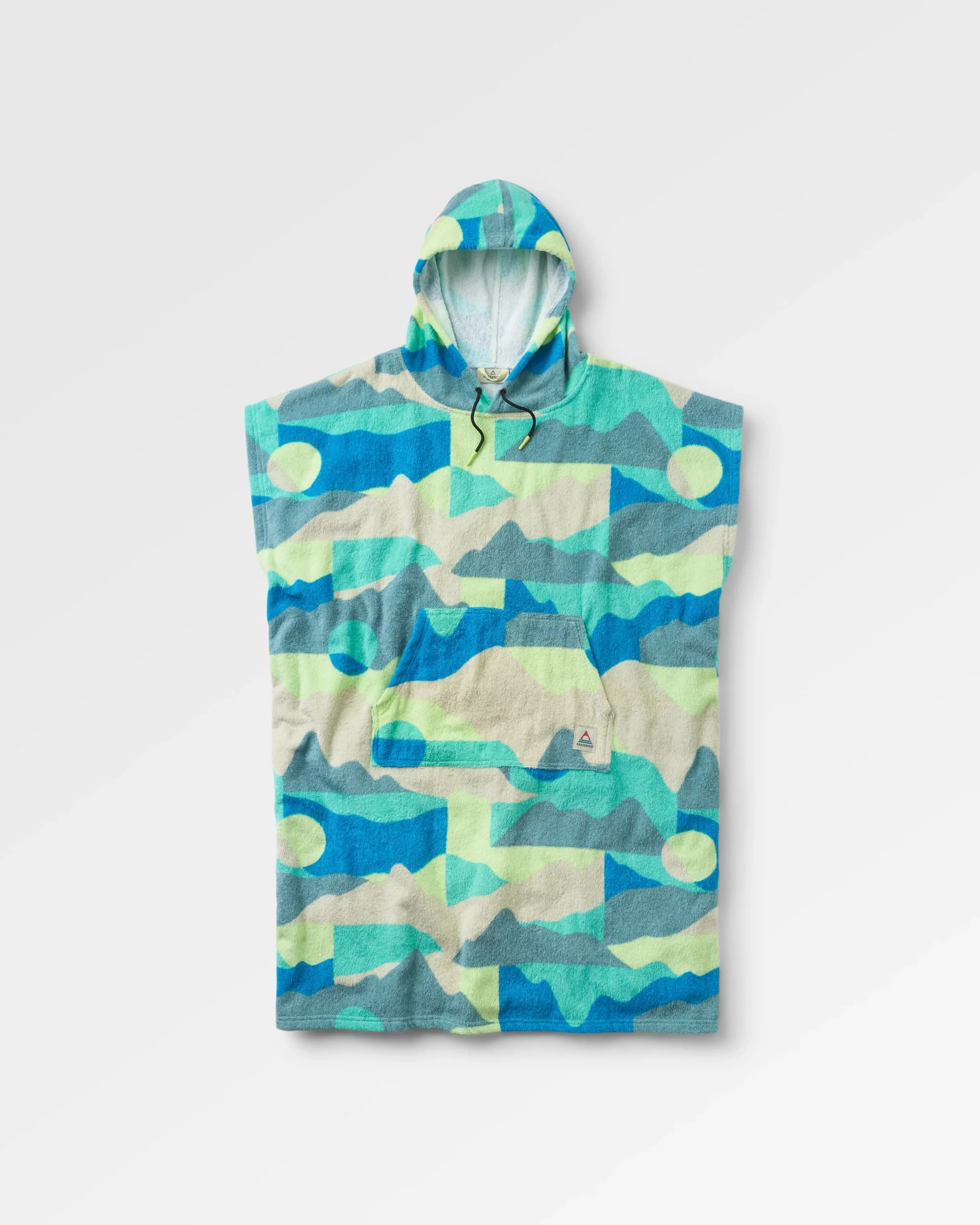 Shoreline Cotton Towel Poncho - Vista Patchwork Aqua - Image 2