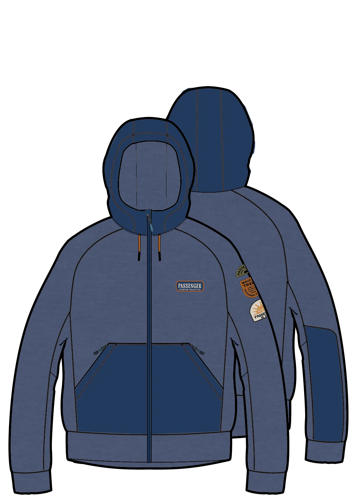 Women's Solscape Active Hoodie - Blue Navy Marl - Image 9