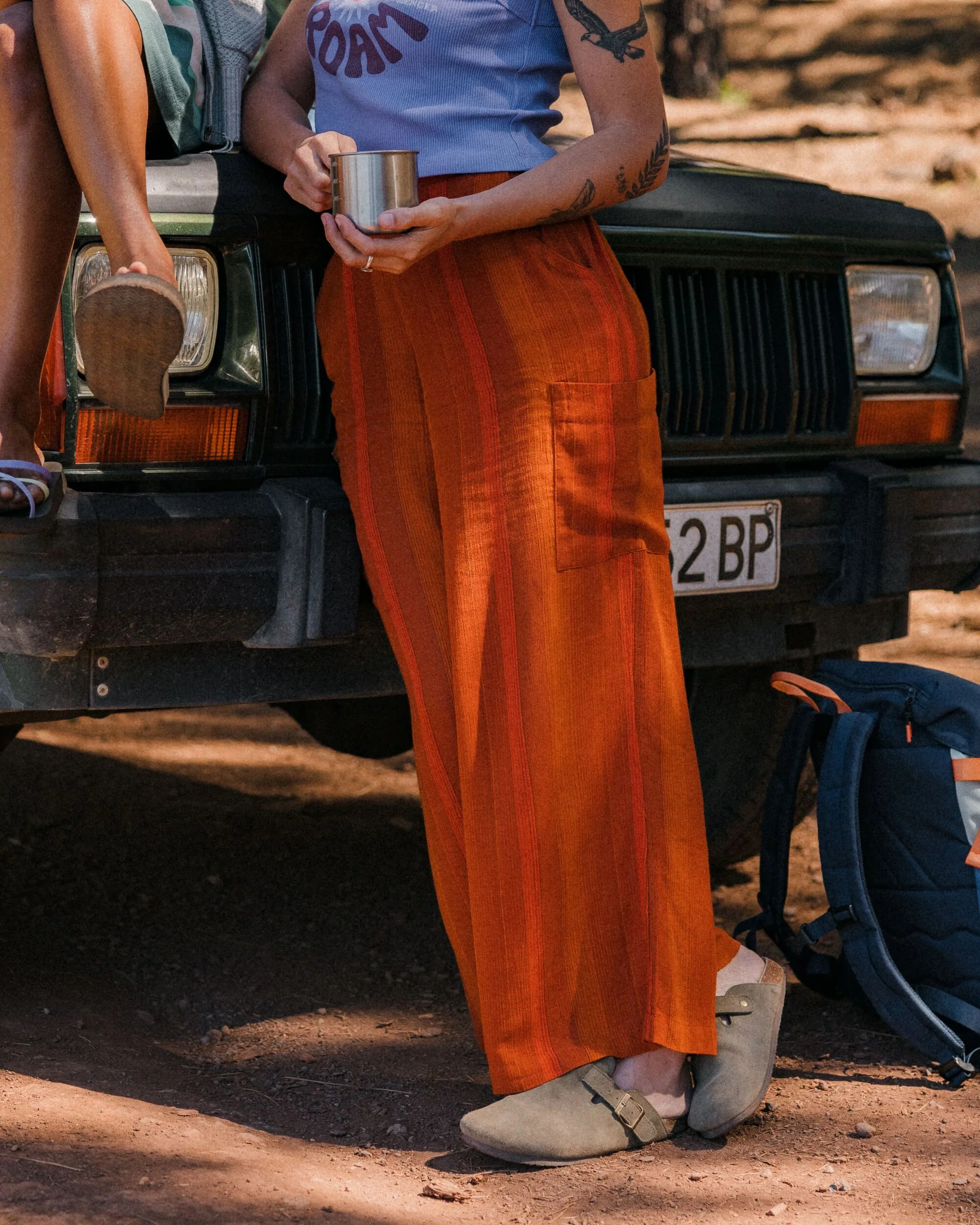 Someday Woven Trouser - Ember Orange Stripe - Image 4