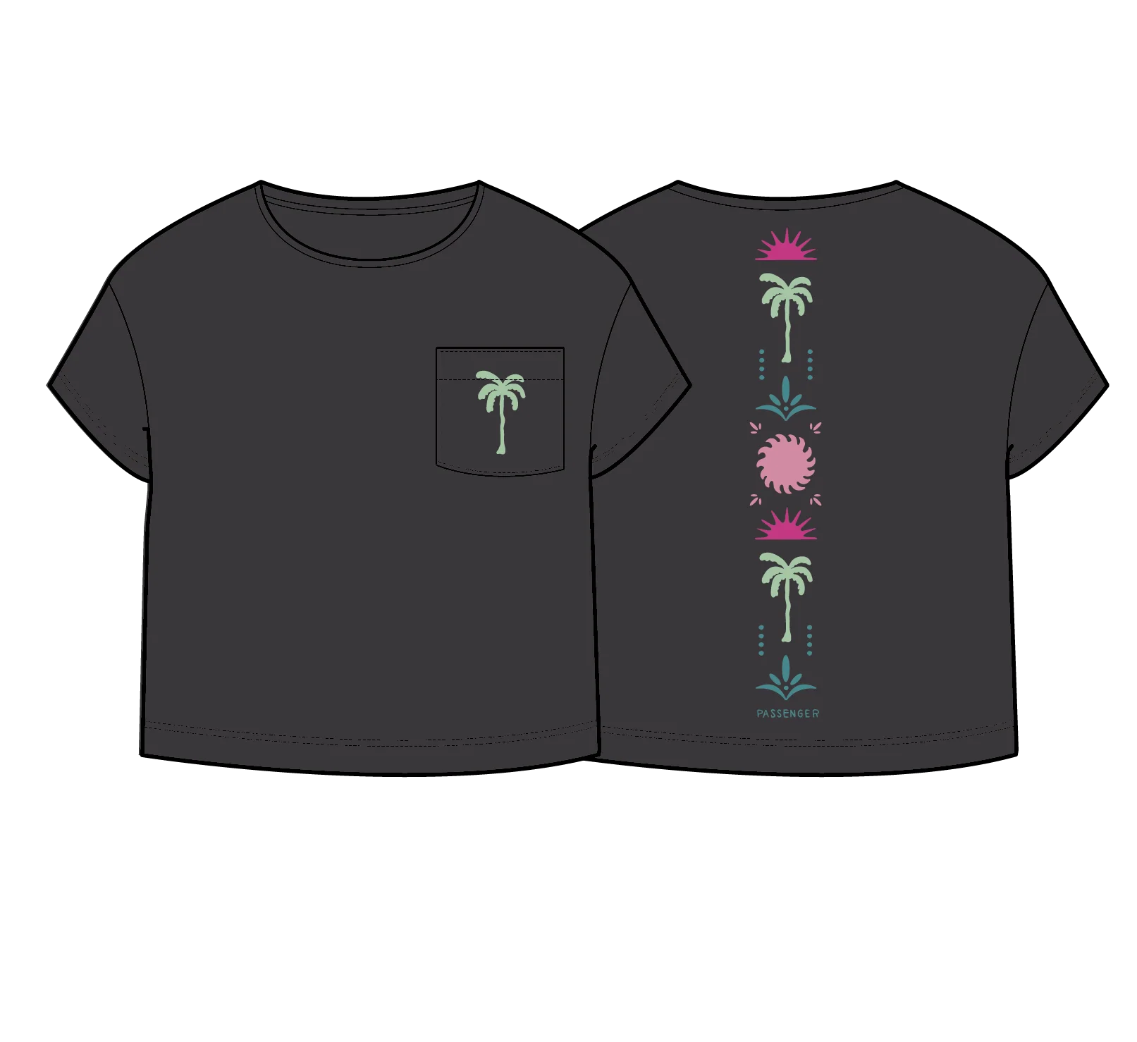 Stack Pocket T-Shirt - Faded Black - Image 10