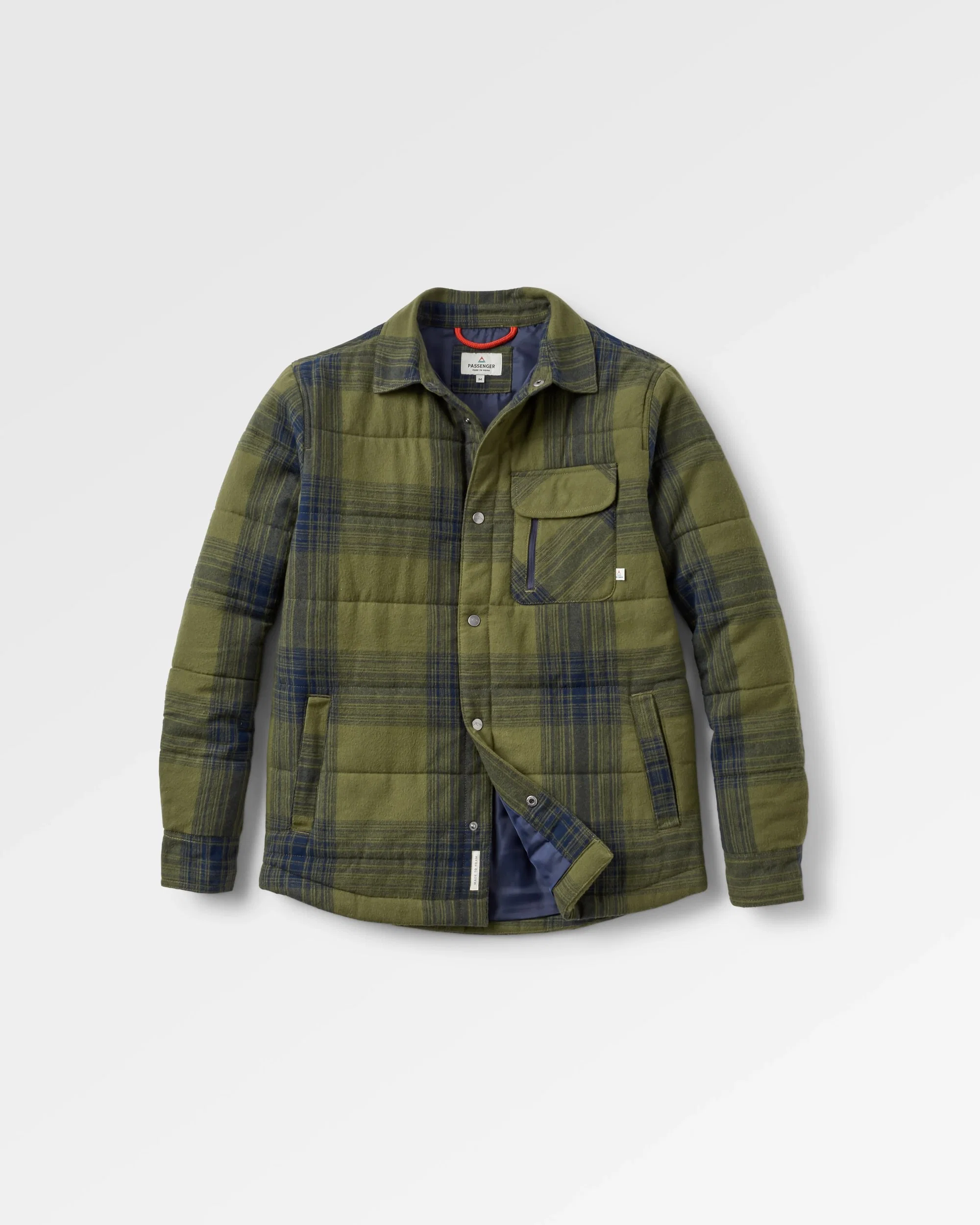 Taranaki Quilted Overshirt - Navy/Khaki Check - Image 2