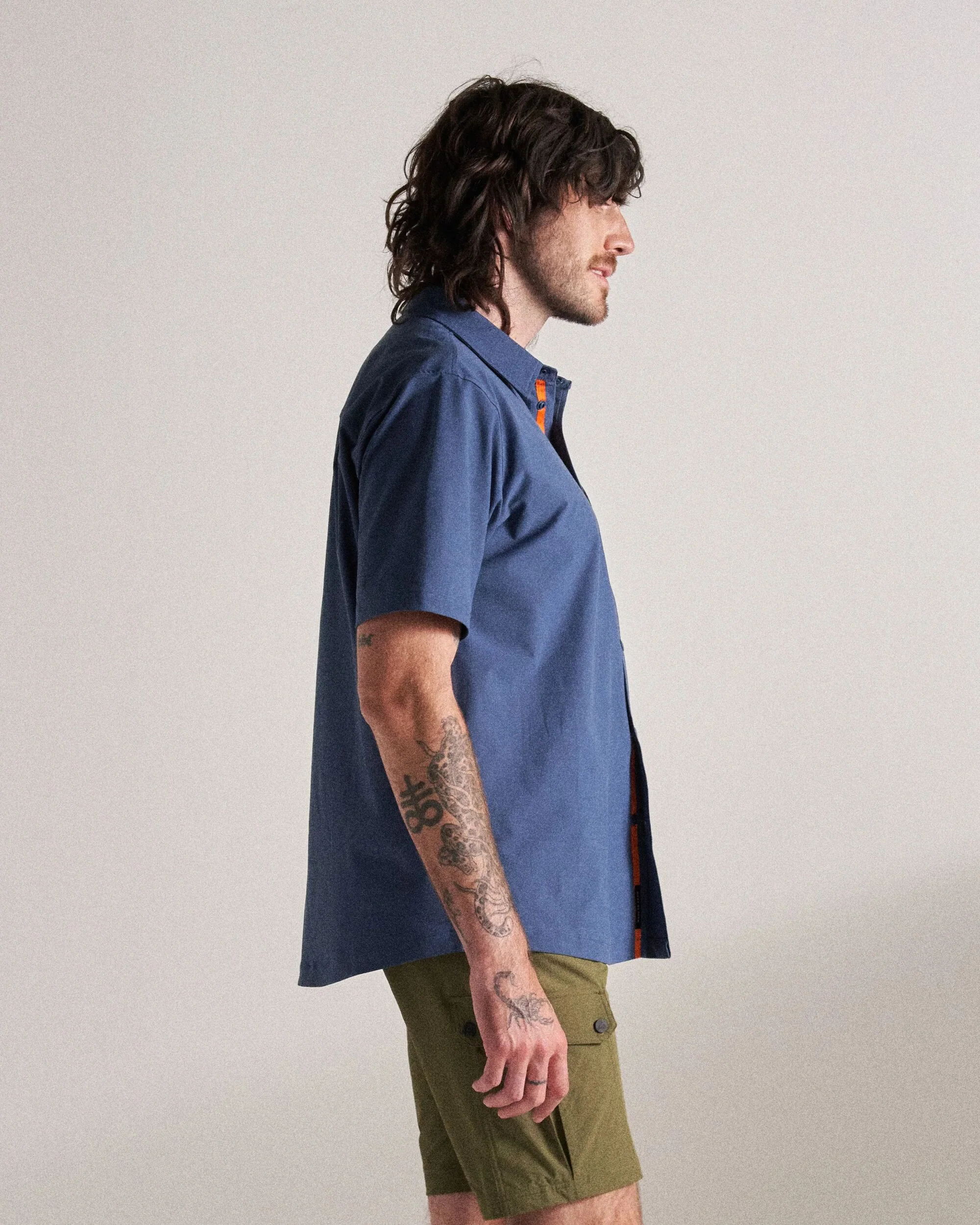 Traveller Short Sleeve Stretch Shirt - Dark Denim - Image 4