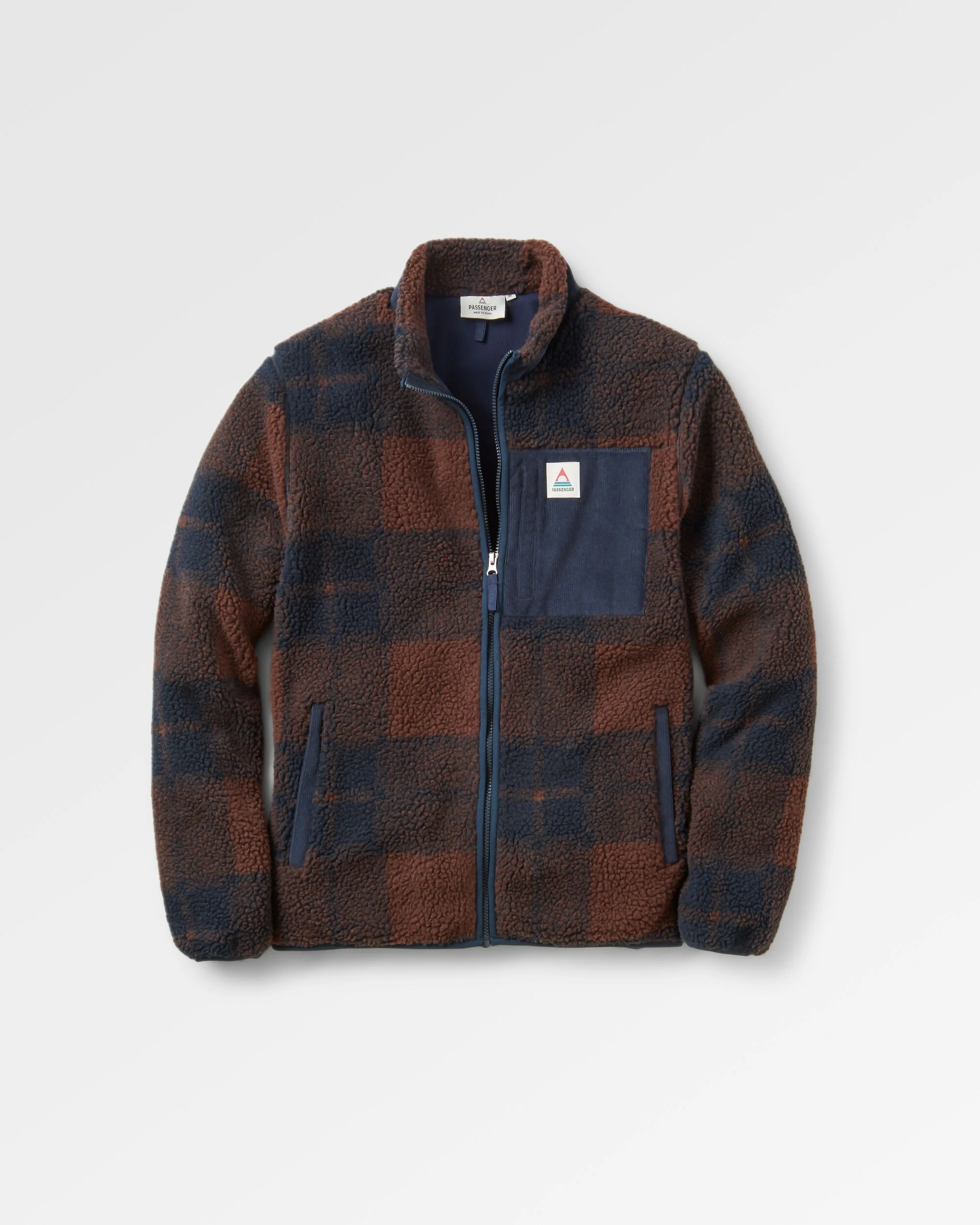 Trekker Deep-Pile Sherpa Fleece - Chestnut/Deep Navy Check