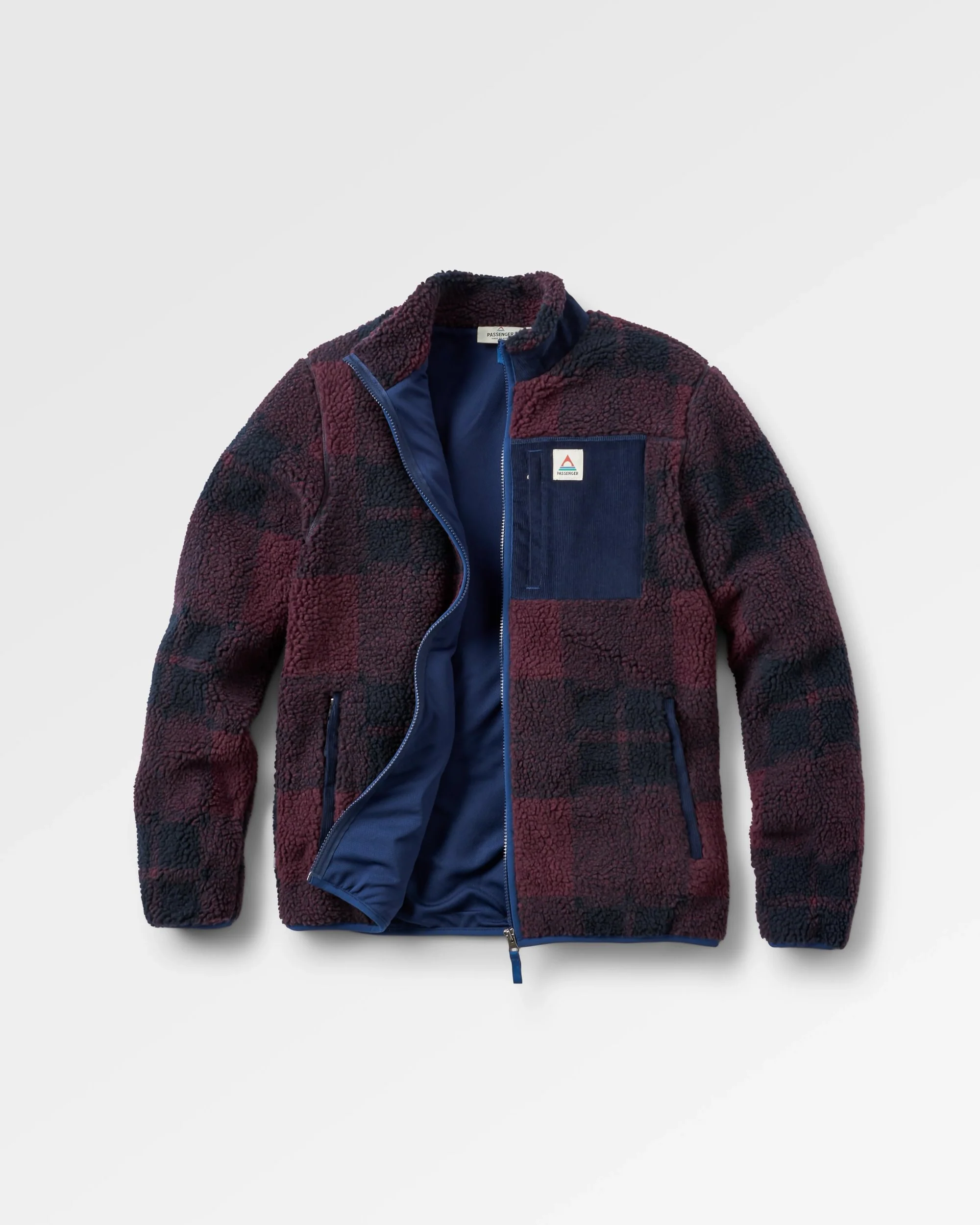 Trekker Deep-Pile Sherpa Fleece - Deep Plum/Deep Navy Check
