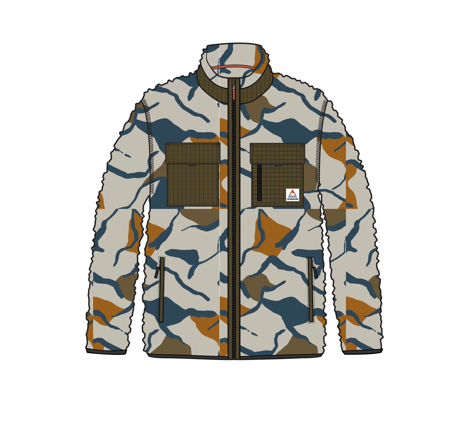 Valiant Deep Pile Fleece - Abstract Trails Pebble Grey - Image 10