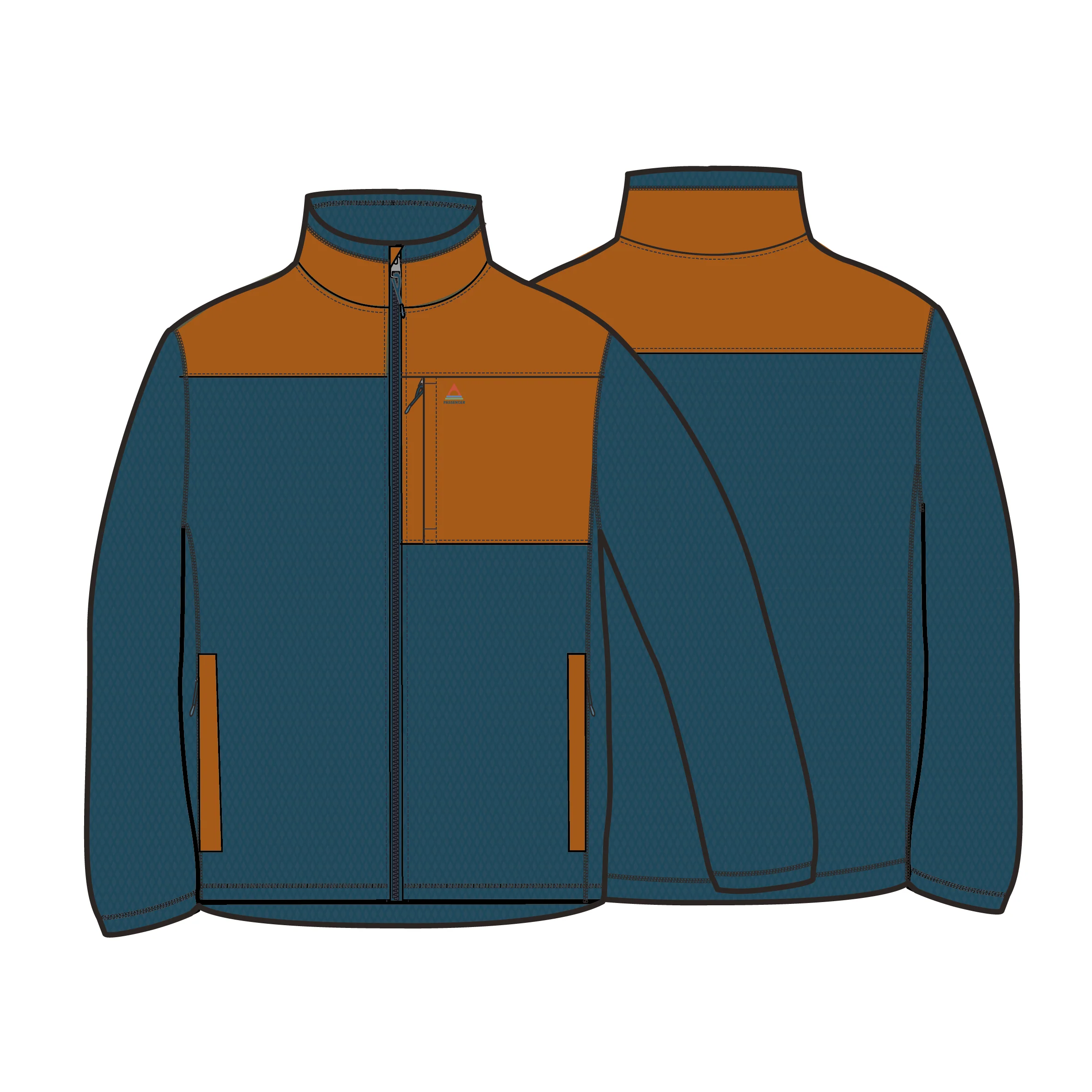Venturescape Men's Fleece - Retro Orange/Tidal Blue - Image 6