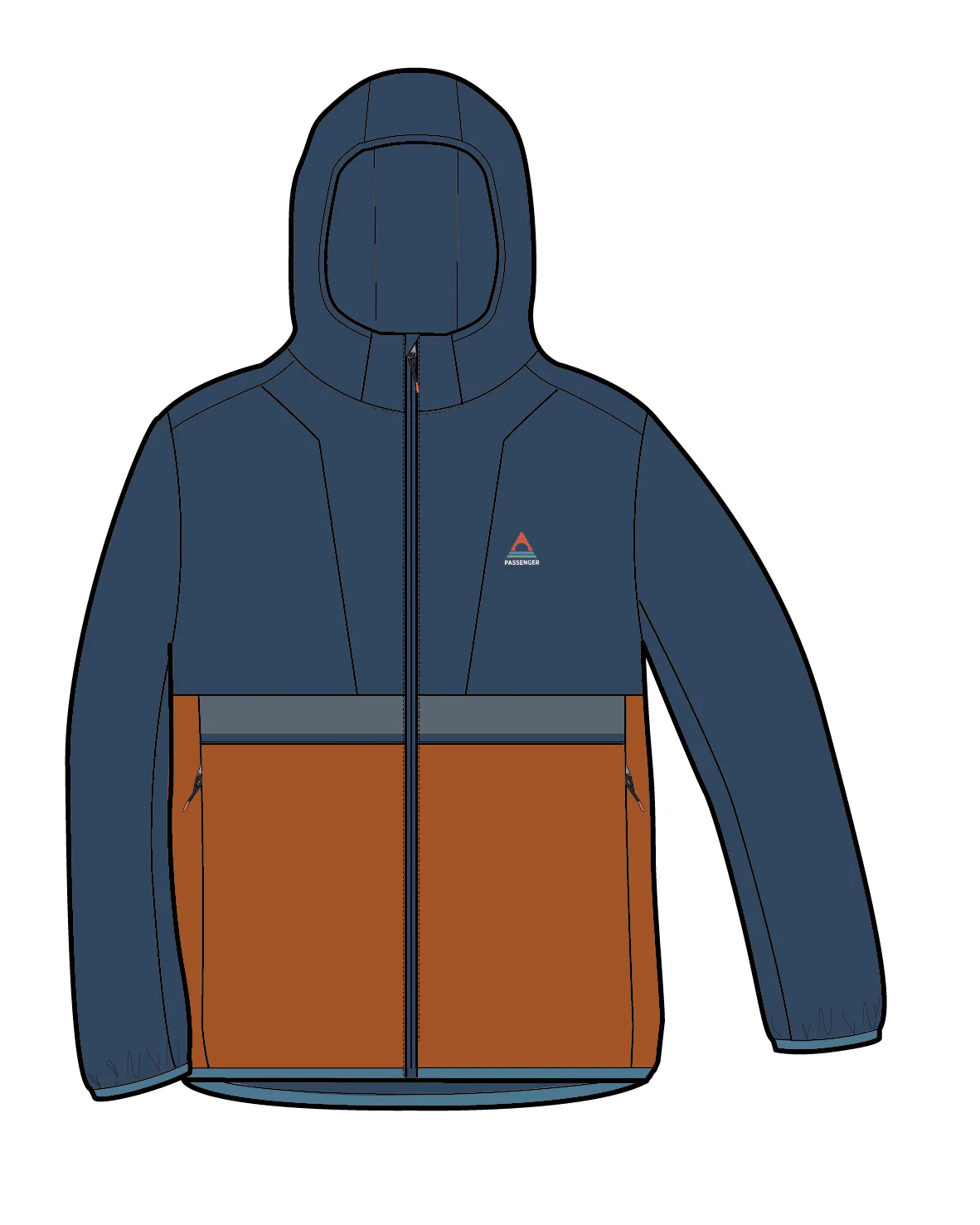 Viento Windshell Jacket - Dark Denim/Sunset Orange - Image 9